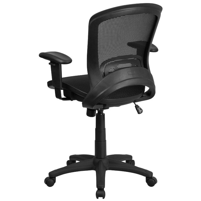 Emma and Oliver Mid-Back Transparent Black Mesh Swivel Office Chair with Adjustable Arms