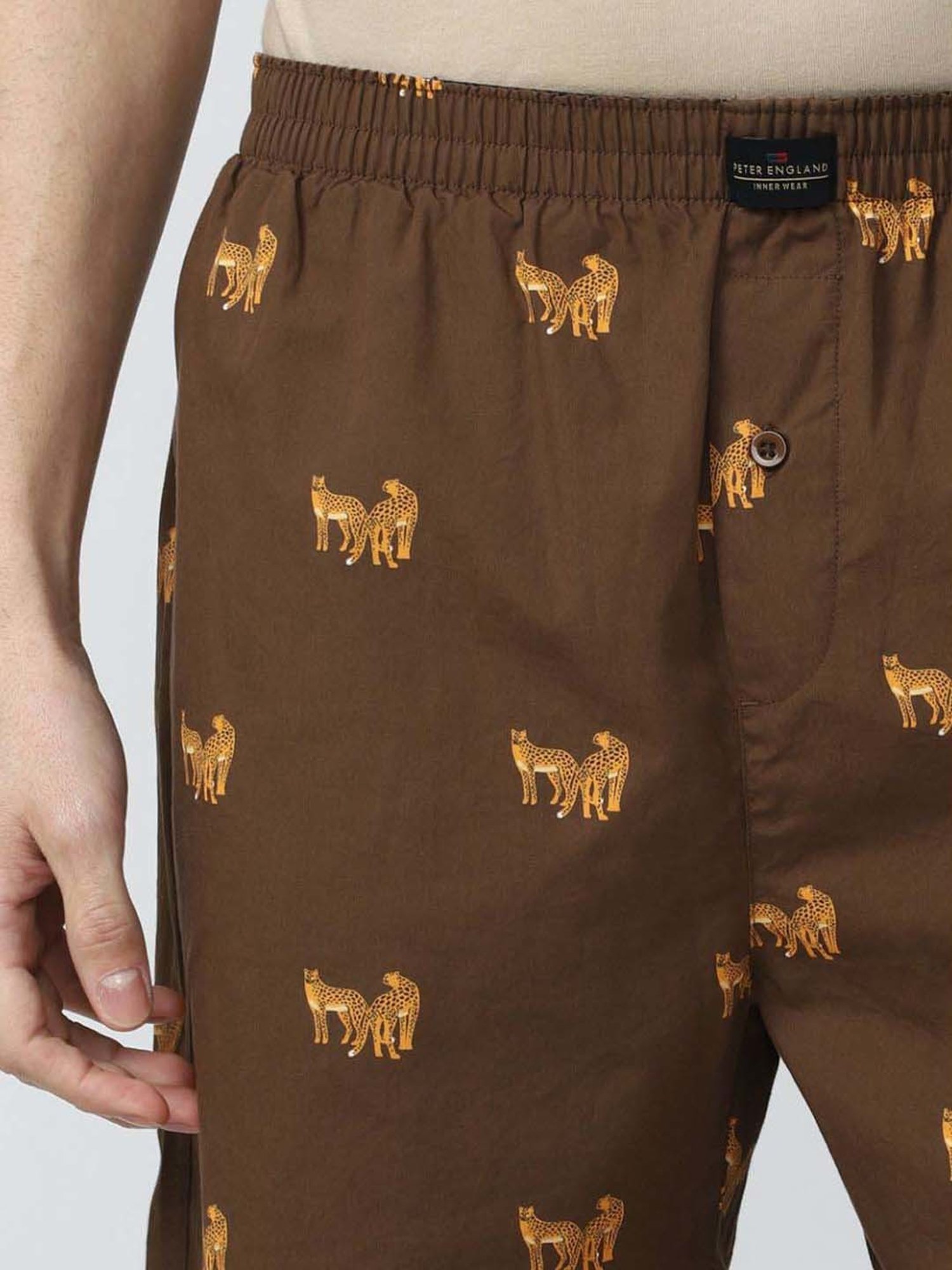 Peter England Brown Cotton Regular Fit Printed Boxers