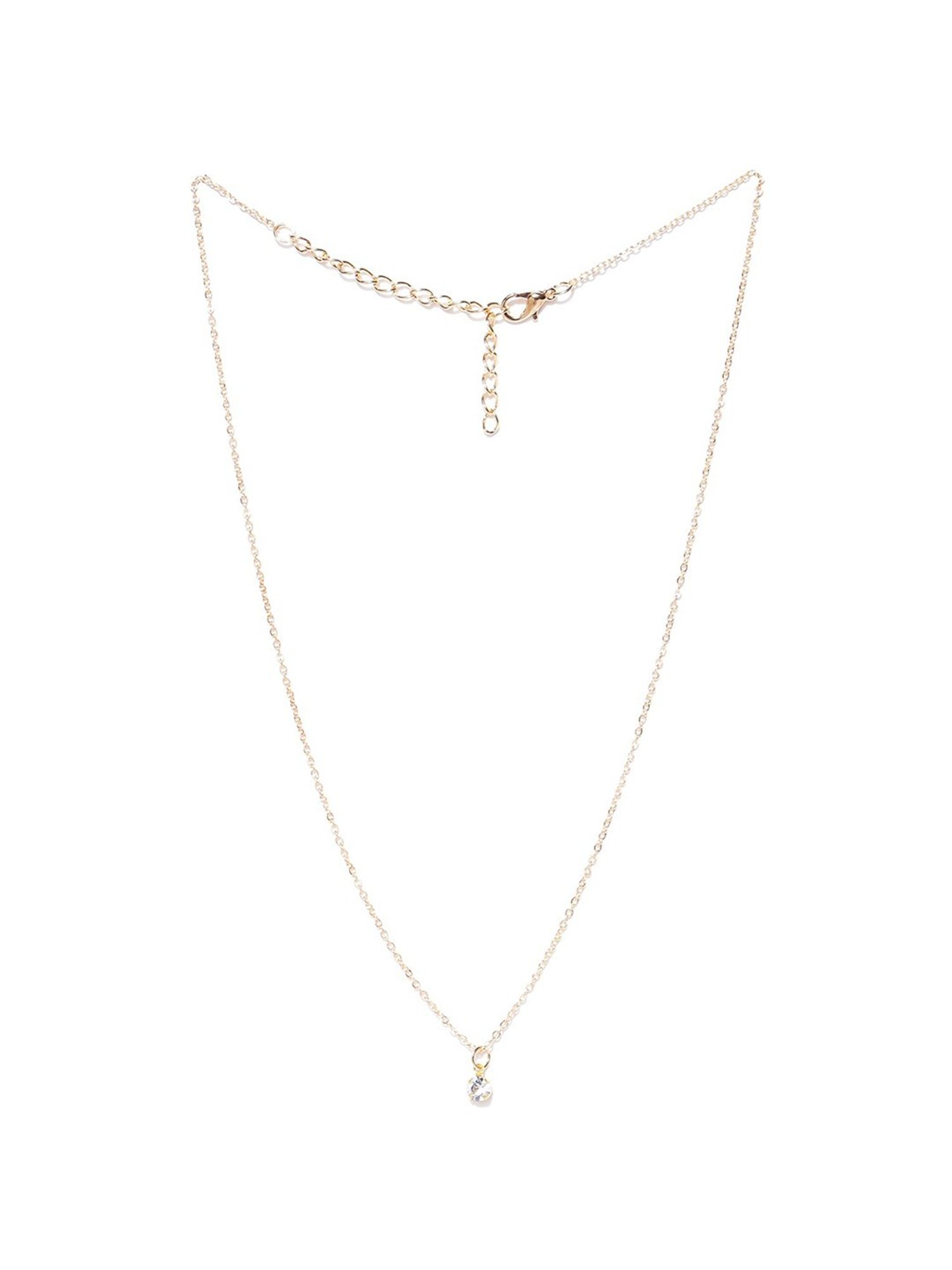 Oomph Gold Tone Solitaire Zirconia Delicate Pendant Necklace