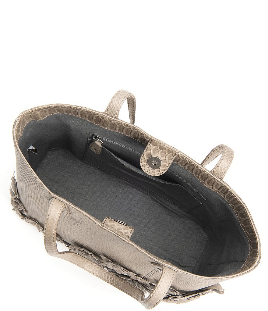 Frye Melissa Floral Snake Embossed Leather Tote Bag