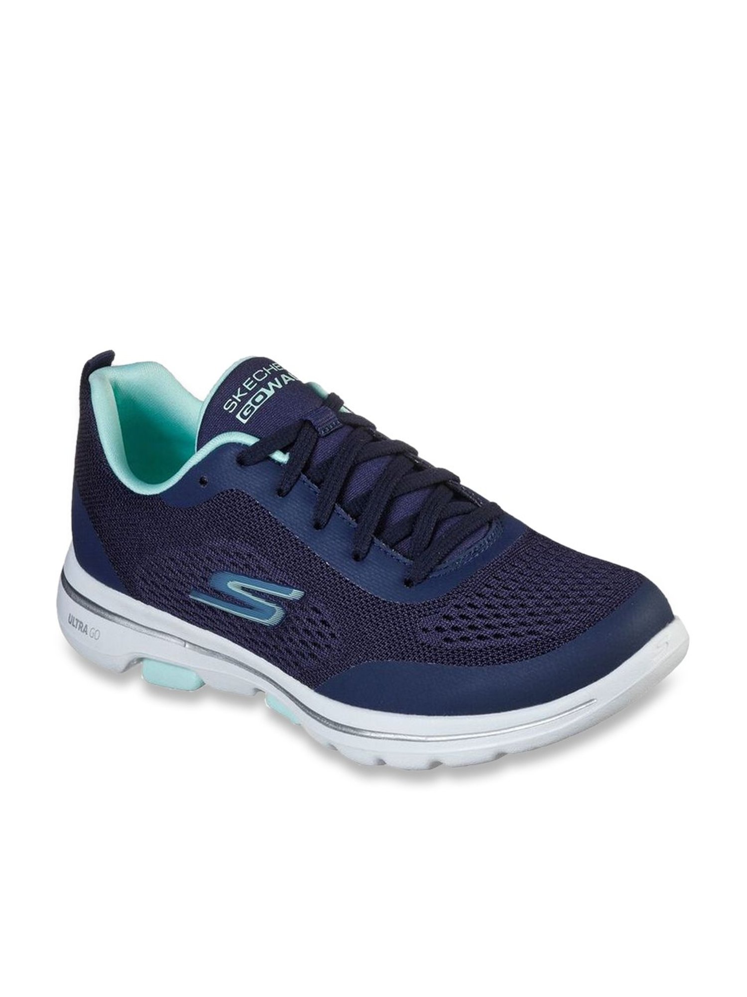 Skechers Women's GO WALK 5 - EXQUISITE Navy Aqua Walking Shoes