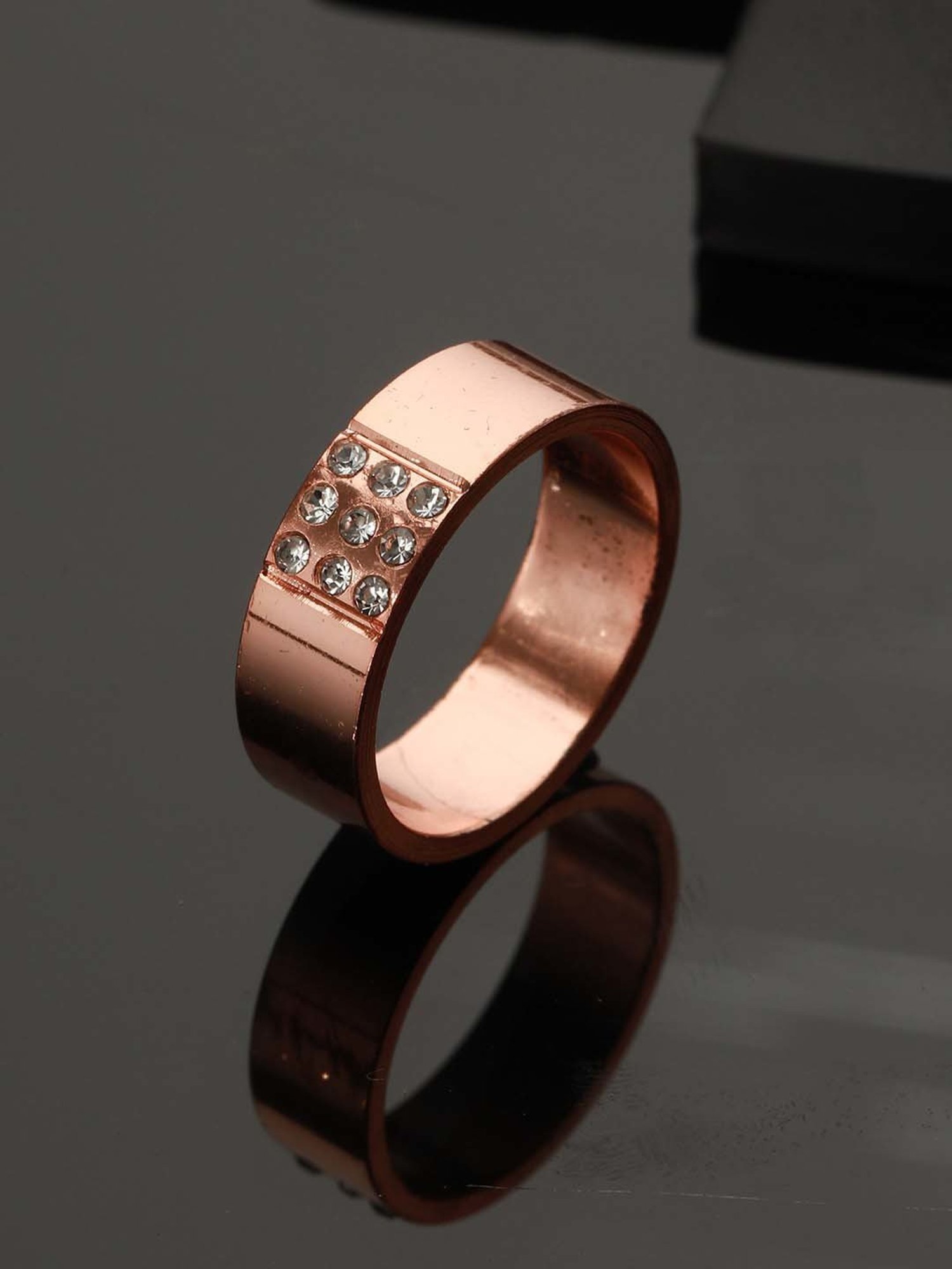 Bold by Priyaasi Band Style AD Rose Gold-Plated Ring for Men
