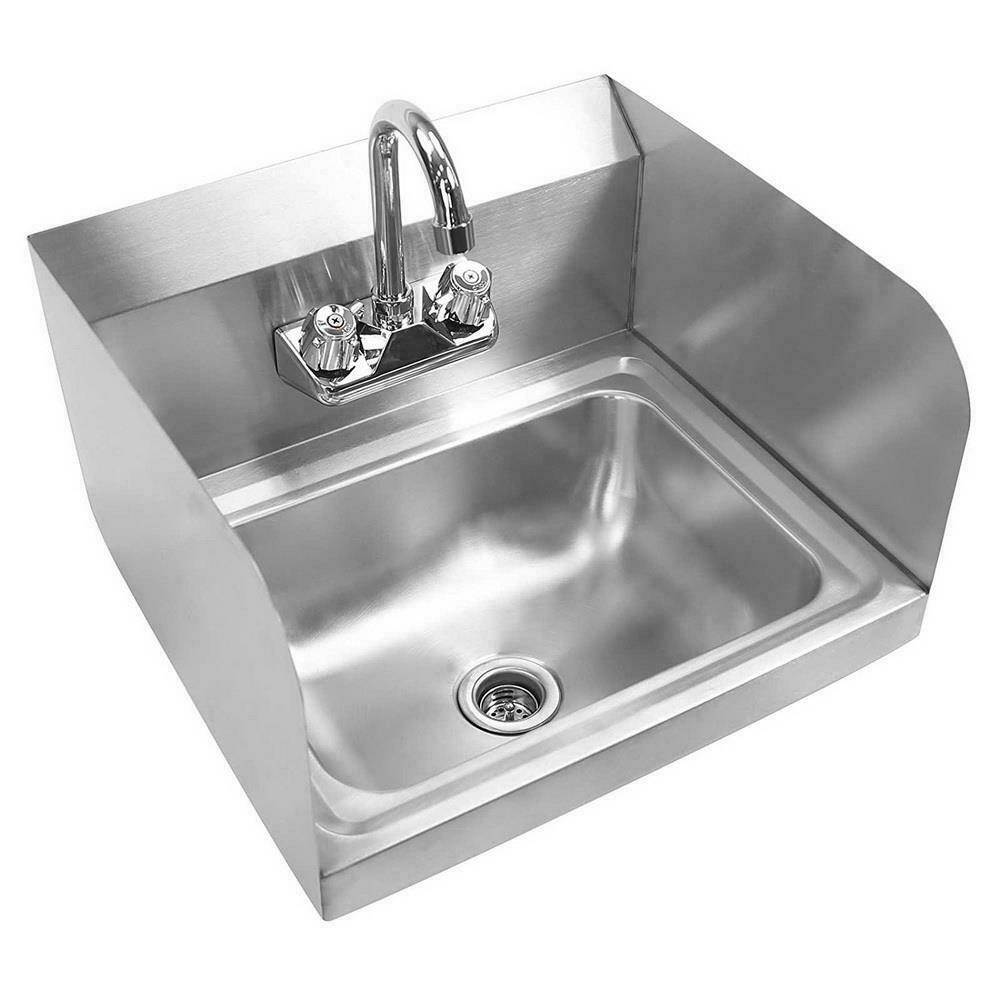 17" Wall Mount Hand Wash Sink Commercial Restaurant Kitchen Home Stainless Steel