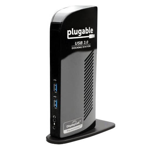 Plugable USB 3.0 Universal Laptop Docking Station Dual Monitor for Windows and Mac (Dual Video: HDMI and DVI/VGA/HDMI, Gigabit Ethernet, Audio, 6 USB Ports)