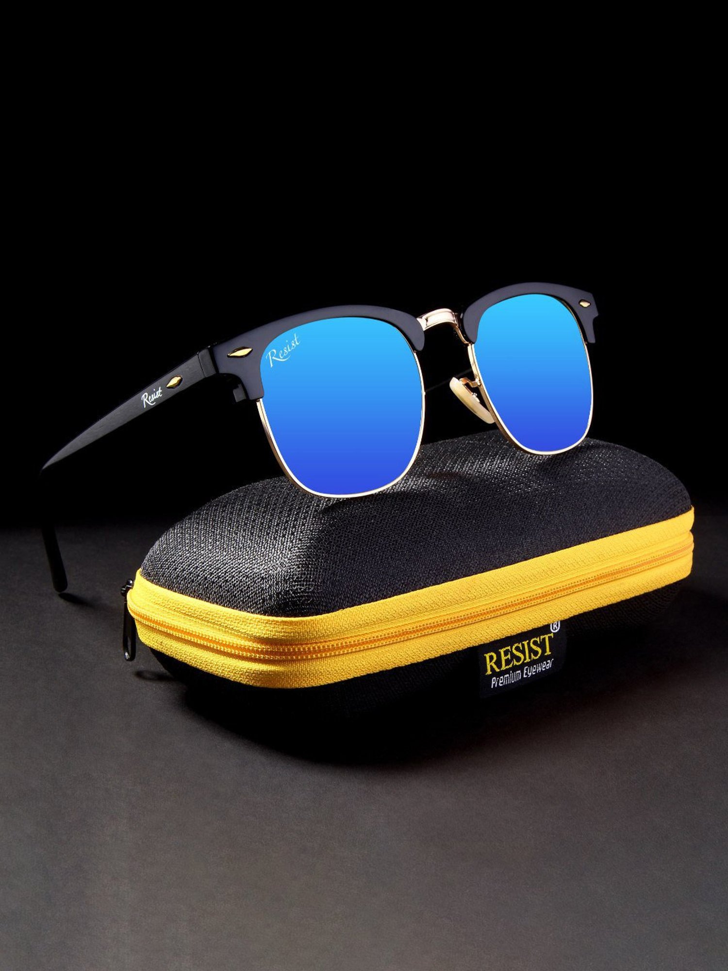 Resist Eyewear Blue Clubmaster Unisex Sunglasses