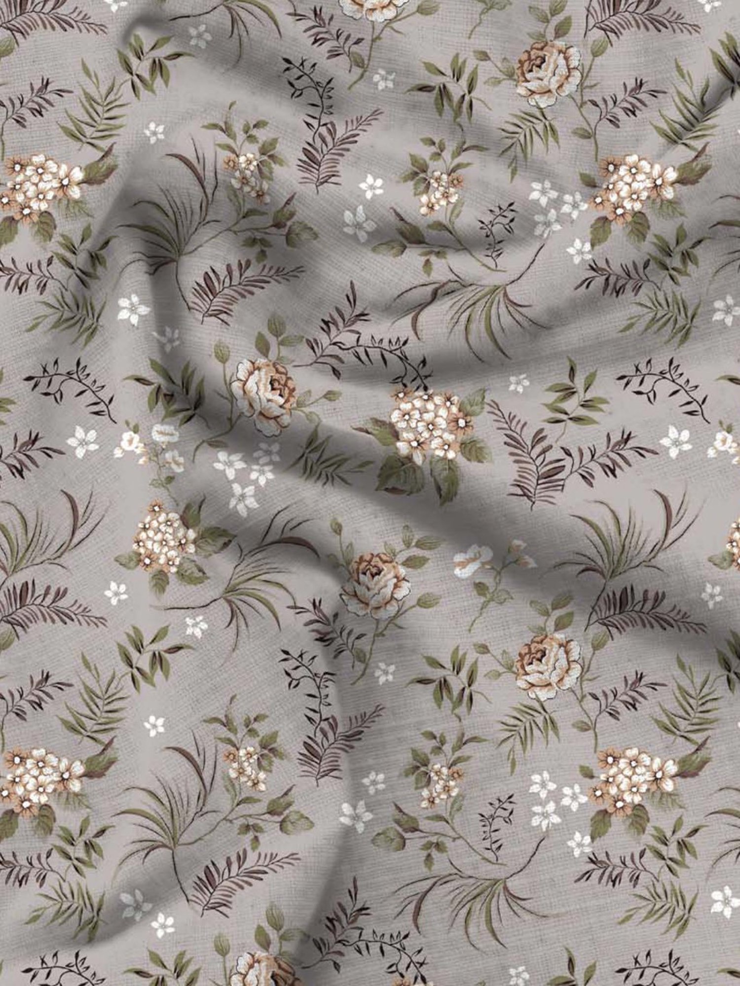 Bella Casa Stella Collection Grey Cotton 180 TC King Size Bedsheet with 2 Pillow Covers