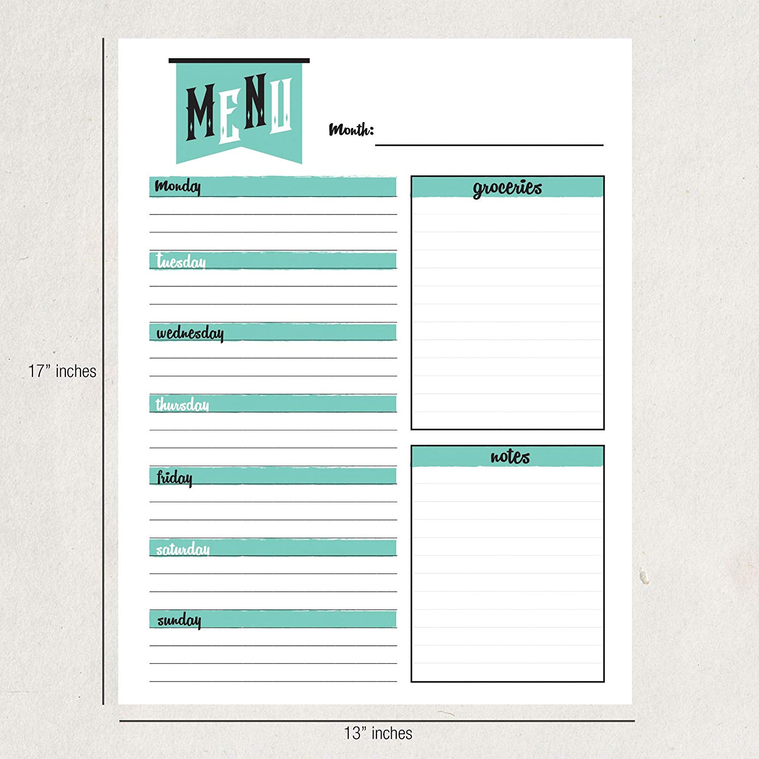 Best EXTRA LARGE 13 x 17 -inch Dry Erase or Wet Erase Laminated Magnetic Dry Erase Menu And Groceries Planner - Perfect for Refrigerators Keep a Weekly Meal Plan & Grocery List Blue & White