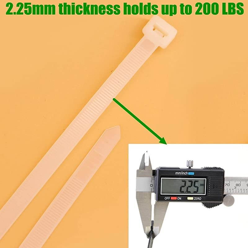 Heavy Duty 26 Inch Nylon Zip Cable Ties ClearLarge 200 LBS Tensile StrengthHeavy Duty Industrial Durable Strong Cable Ties 50 Pack Indoor Outdoor Garden Ties Use26200LB White