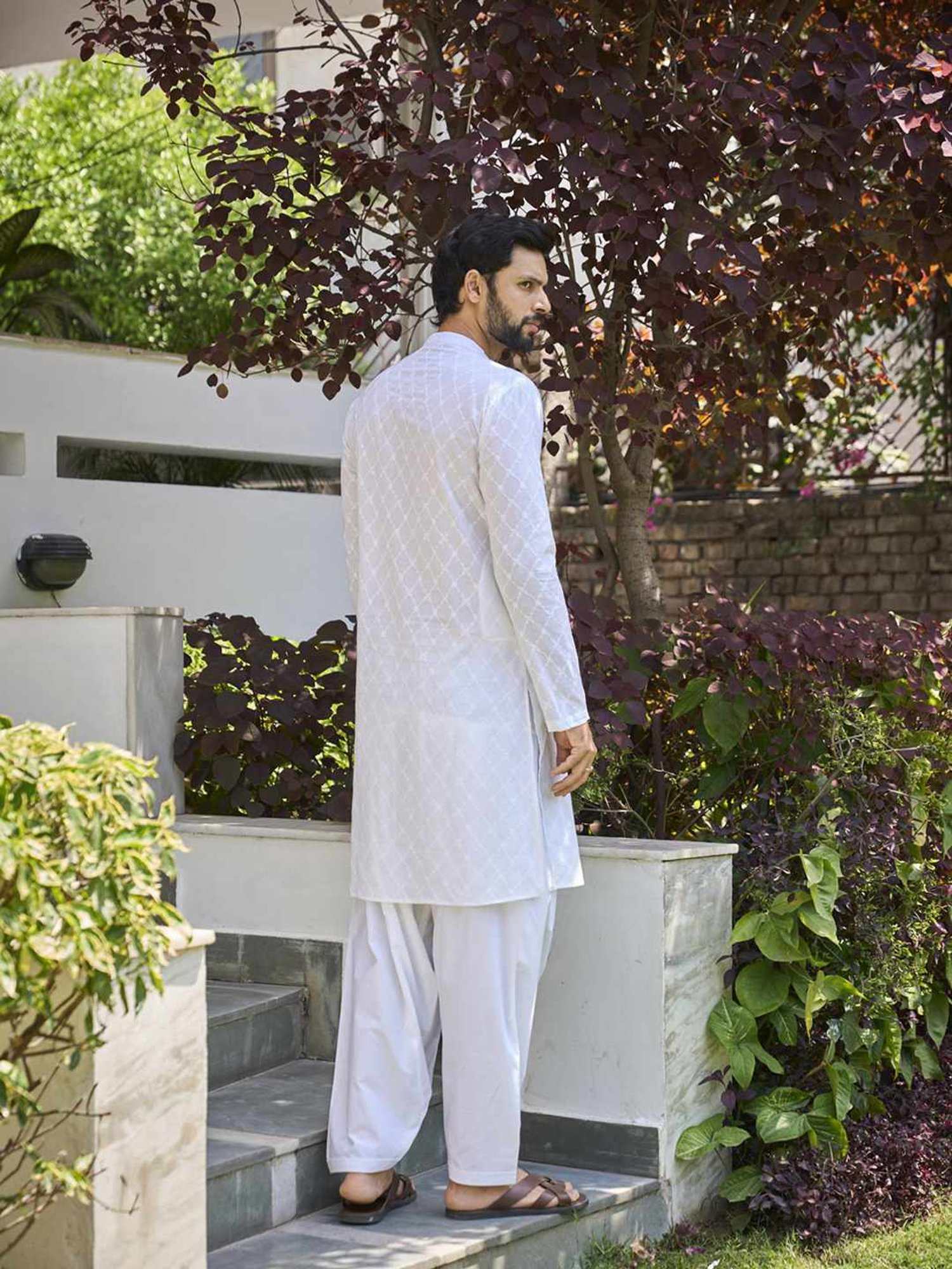 See Designs White Cotton Regular Fit Embroidered Kurta Bottom Set