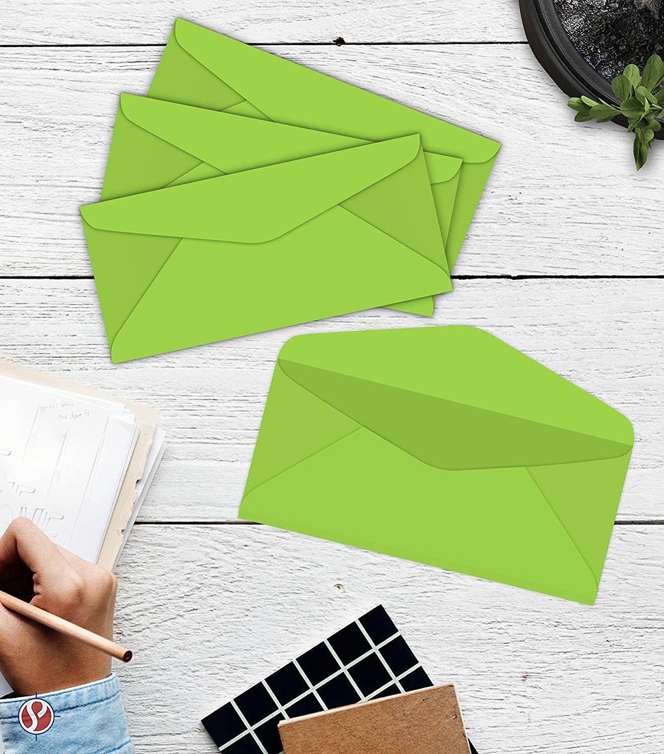 #10 Business Envelopes | 24lb (4 3/4 X 11 inches) | 50 Envelopes Per Pack | Lime Green