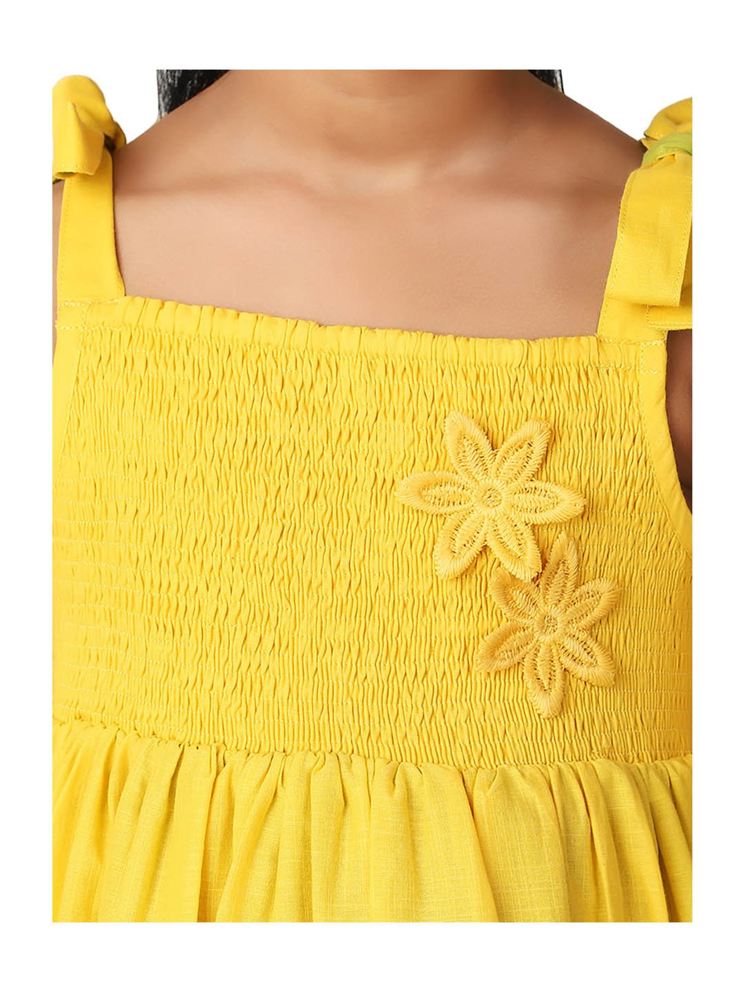 Fabindia Kids Yellow Applique Dress
