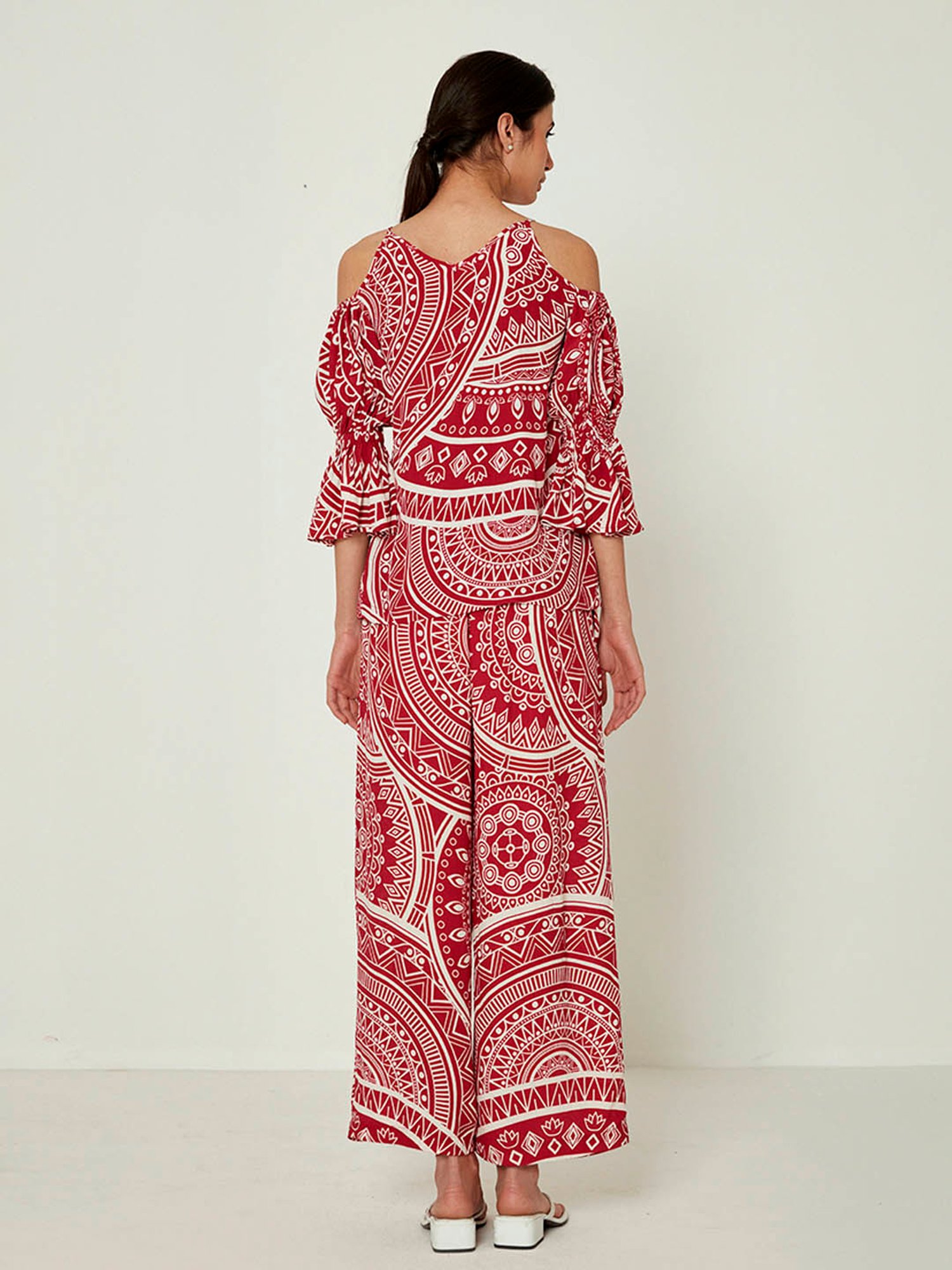 ANCESTRY Maroon Printed Top With Pants