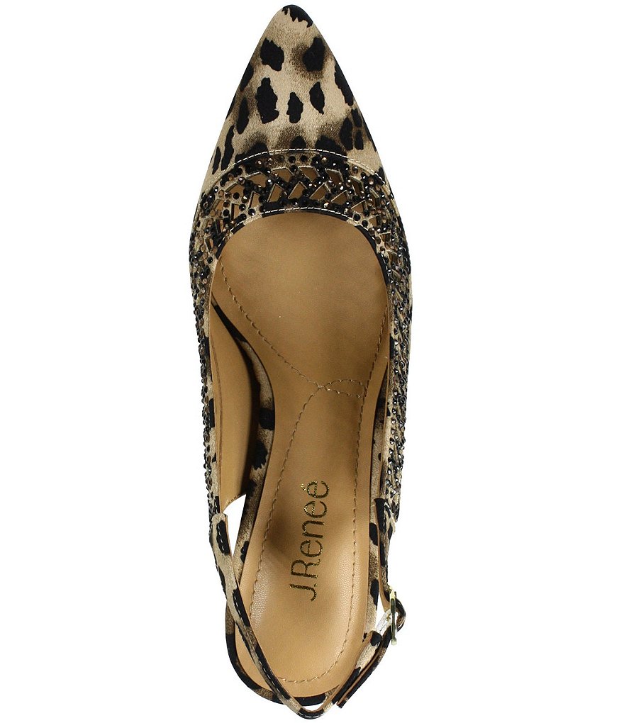J. Renee Naiara Leopard Print Embellished Slingback Pumps