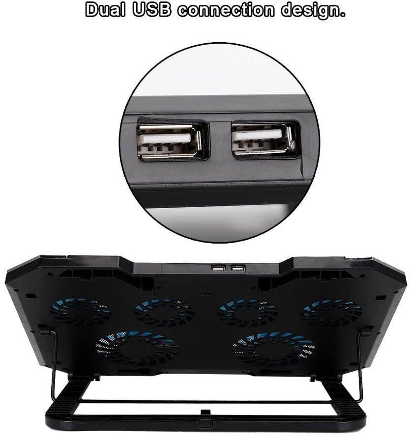 Diyeeni Laptop Cooling Fan, Notebook Cooler, Multi-Angle Adjustment PC Riser, External Cooling Fans with Controllable RBG Lights