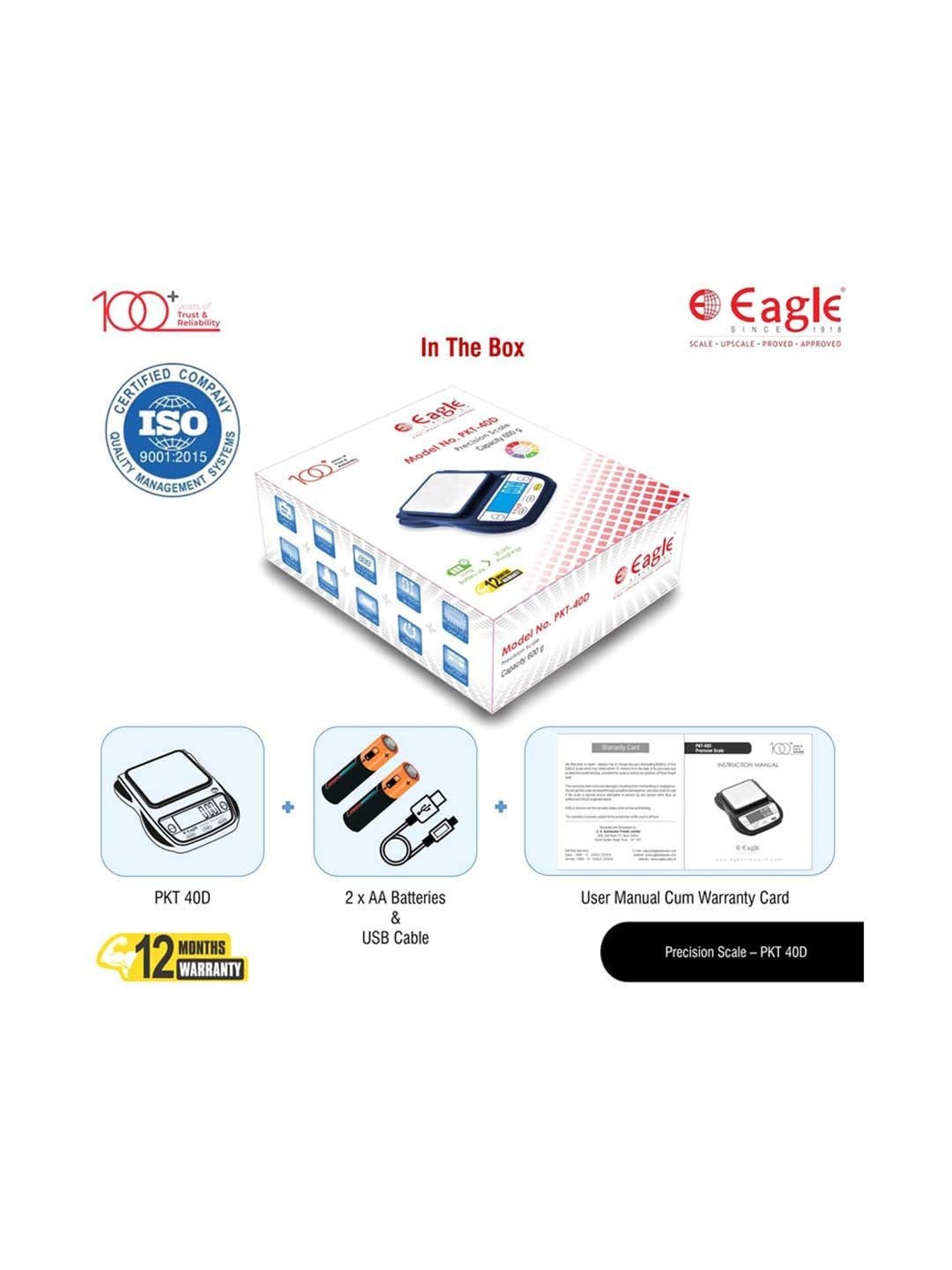 Eagle PKT-40D Digital Weight Machine for Kitchen 600g Capacity,0.01g Accuracy,Kitchen Weighing Scale