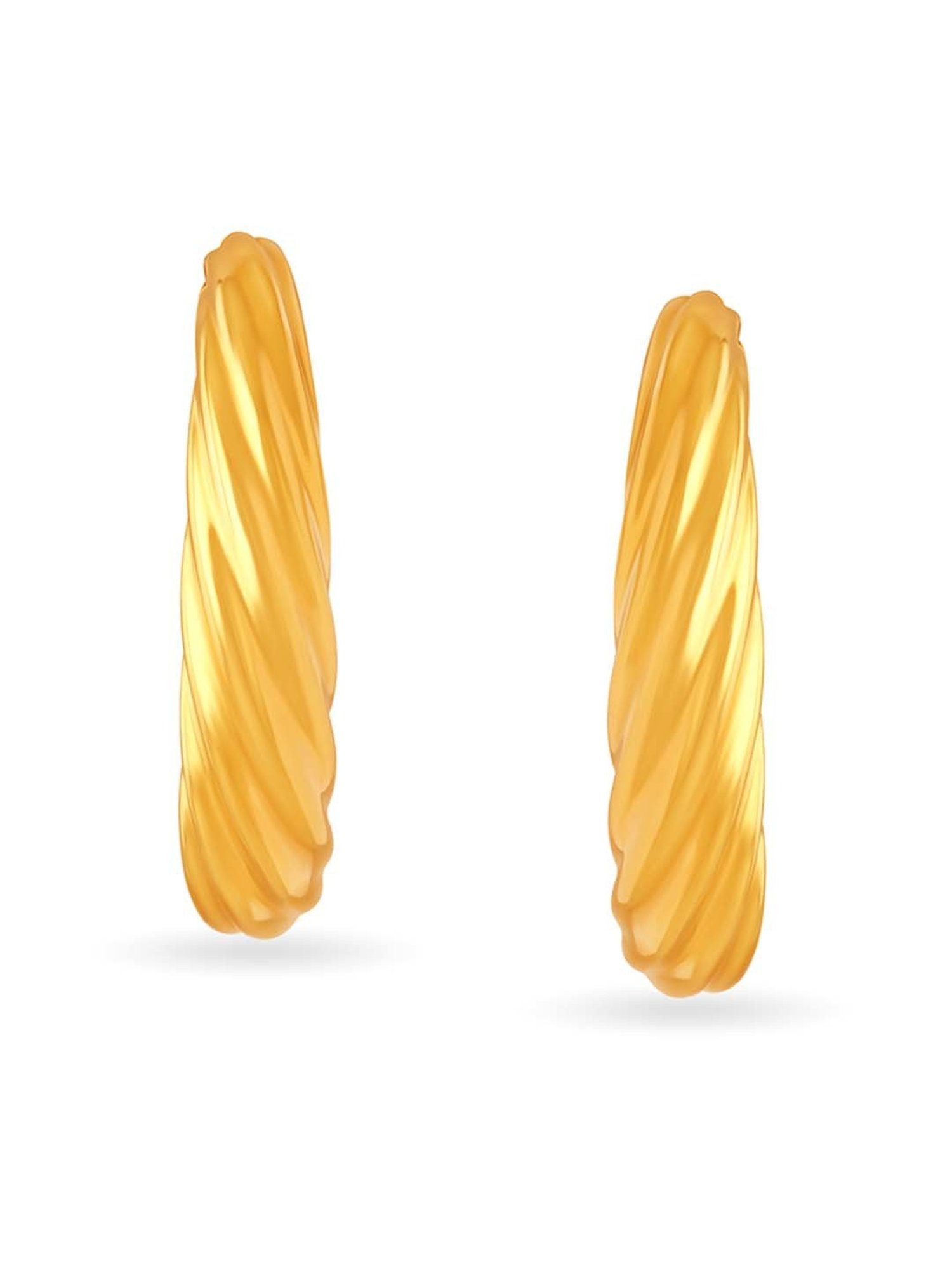 Mia by Tanishq 22 KT Yellow Gold Twisted Hoop Earrings