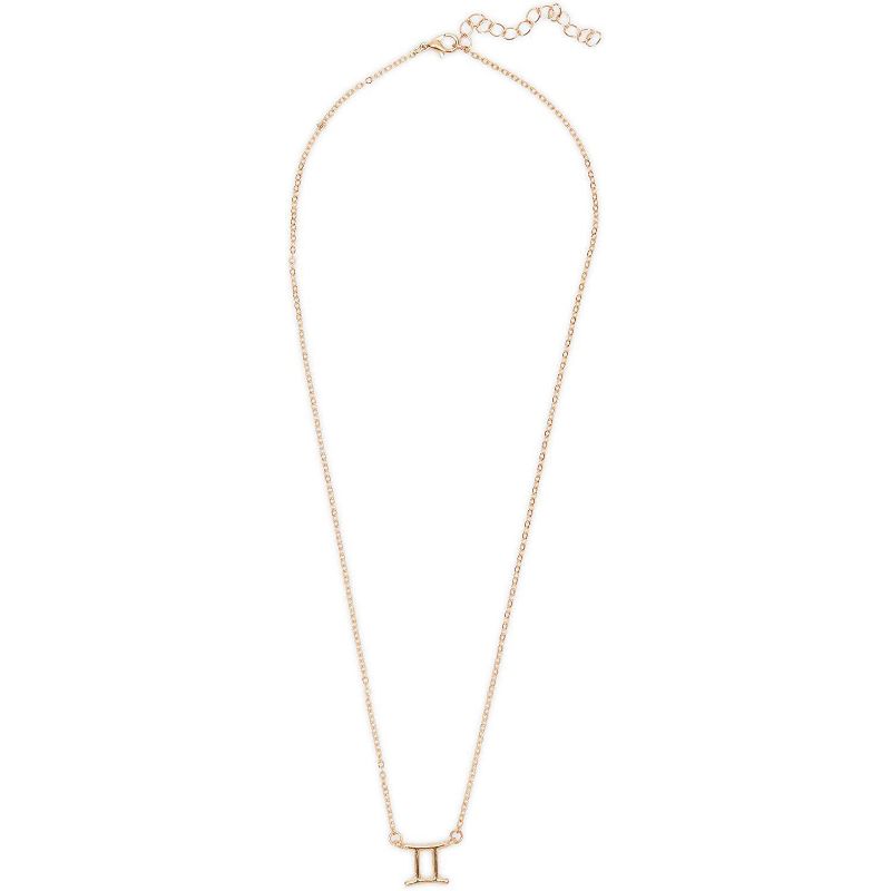 Zodaca 2 Piece Gemini Zodiac Necklace and Bracelet Jewelry Set for Women, Gold