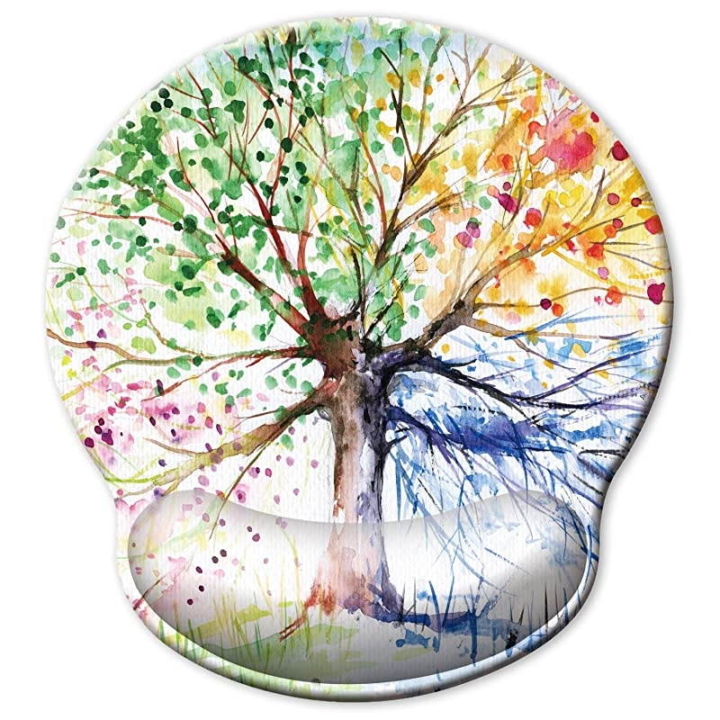 30% Larger] Ergonomic Mouse Pad with Gel Wrist Rest Support, Abstract Colorful Tree of Life Oil Paintings Art Creative Design, Non Slip PU Base Mouse Pad Wrist Rest for Office, Laptop