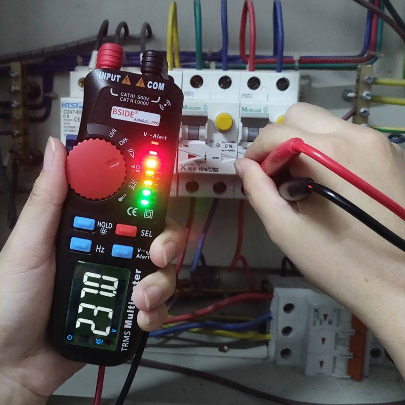 ADM92CL PRO Mini TRMS Dual Mode Multimeter AC/DC Voltage Current Resistance Diode Capacitance Frequency Meter 6000 Counts Display with Data Hold Backlight Auto Power Off Function