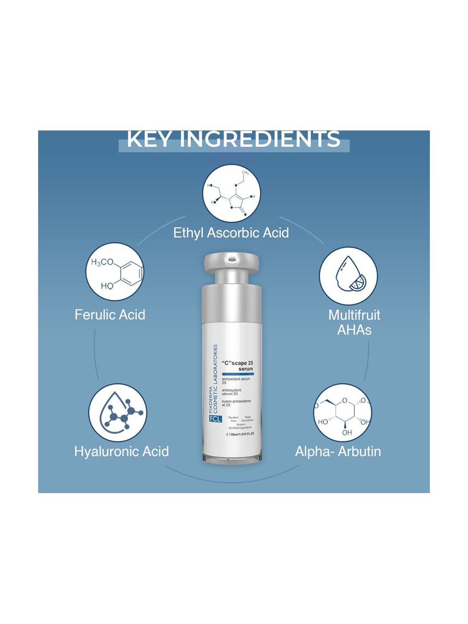 Fcl C Scape Serum 25%,Vitamin C Serum,Reduces Fine Lines, Wrinkles, Dermatologist Tested - 30 ml