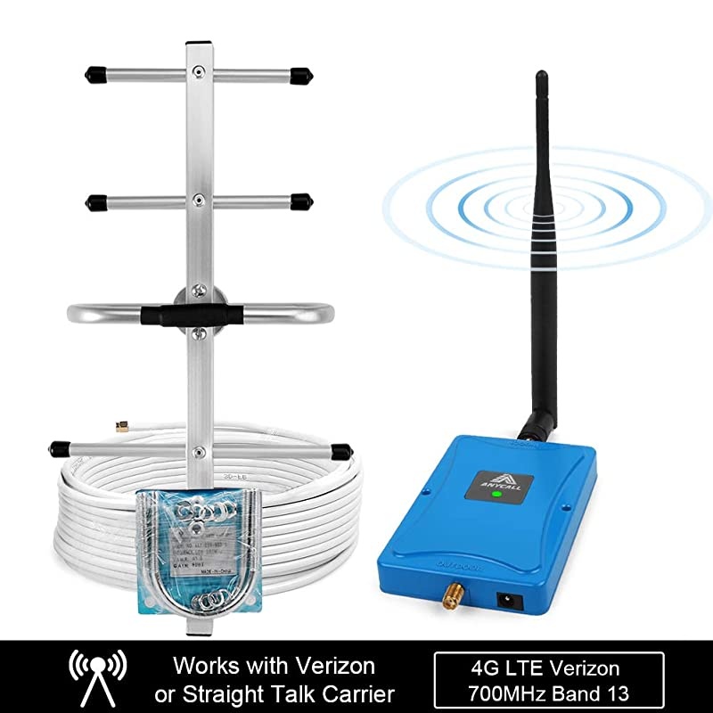 Phone Signal Booster for Home & Office Use - Verizon ular Booster 4G LTE Data 700MHz Band 13 Repeater Amplifier with Yagi/Whip Antenna for Many U.S. Carriers - Enhance 4G Network Signal