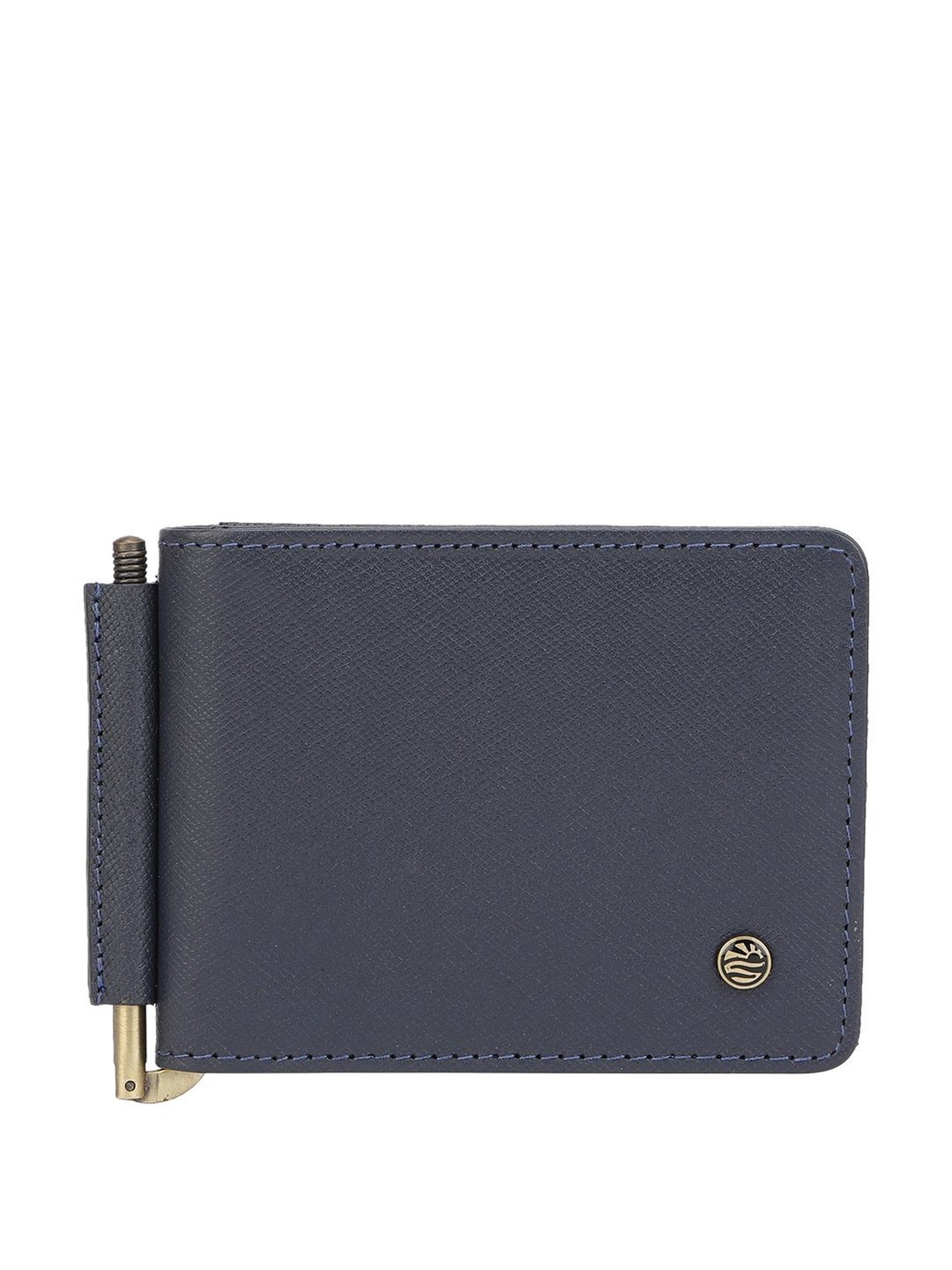 PERQUISITE Navy Casual Leather Bi-Fold Wallet for men