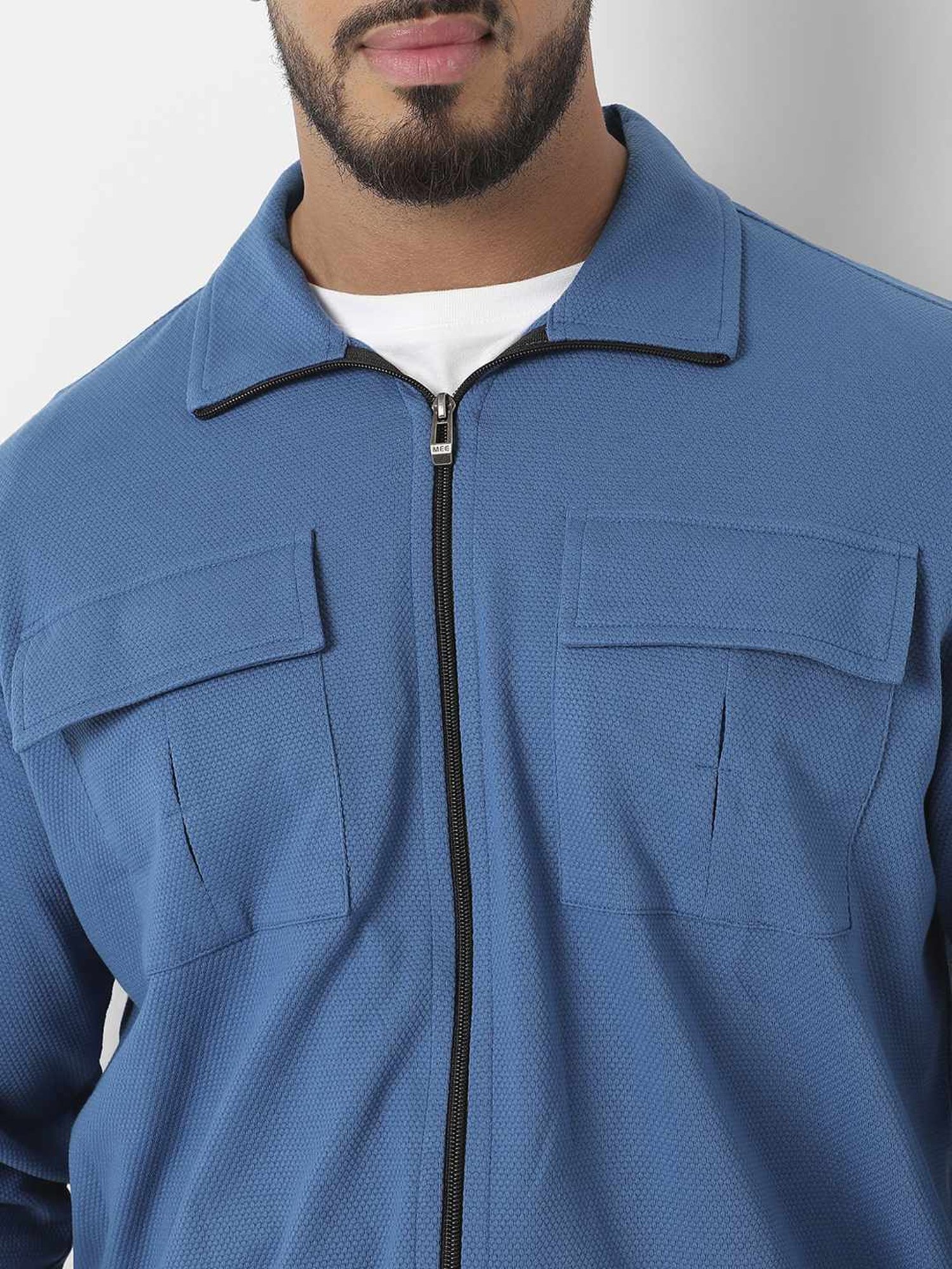 Instafab Plus Azure Blue Regular Fit Plus Size Tracksuit