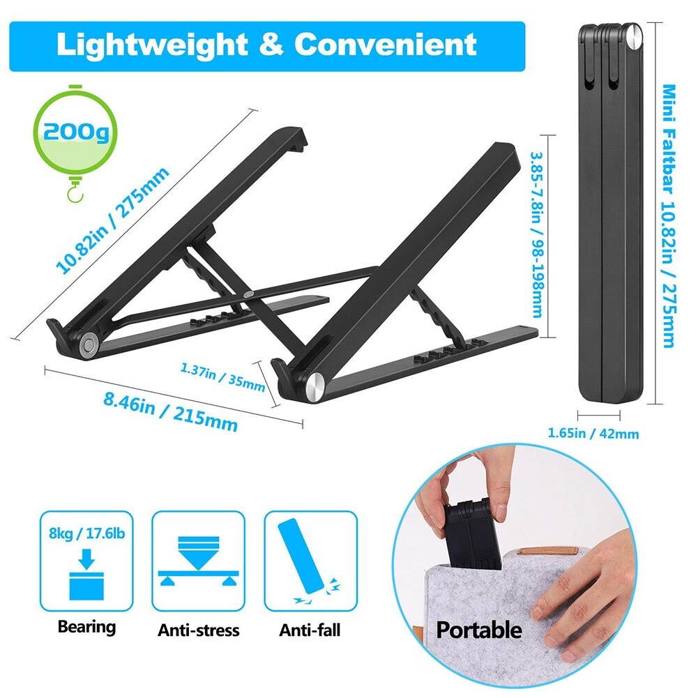 VODOOL Laptop Holder Portable 5 Gears Adjustable Laptop Support Stand Folding Desktop Holder Bracket for Computer Notebook Table