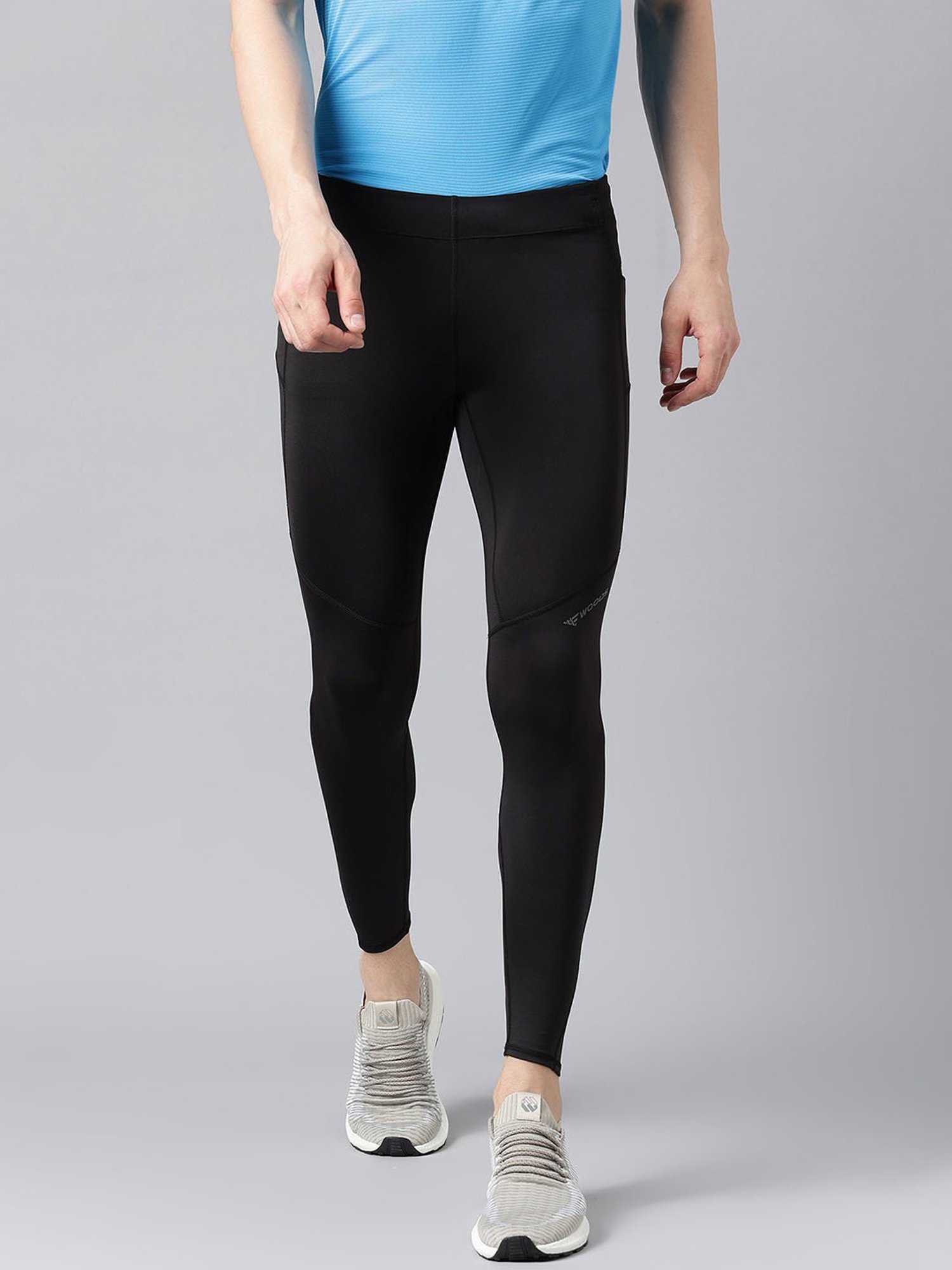 Woods Black Regular Fit Sports Tights