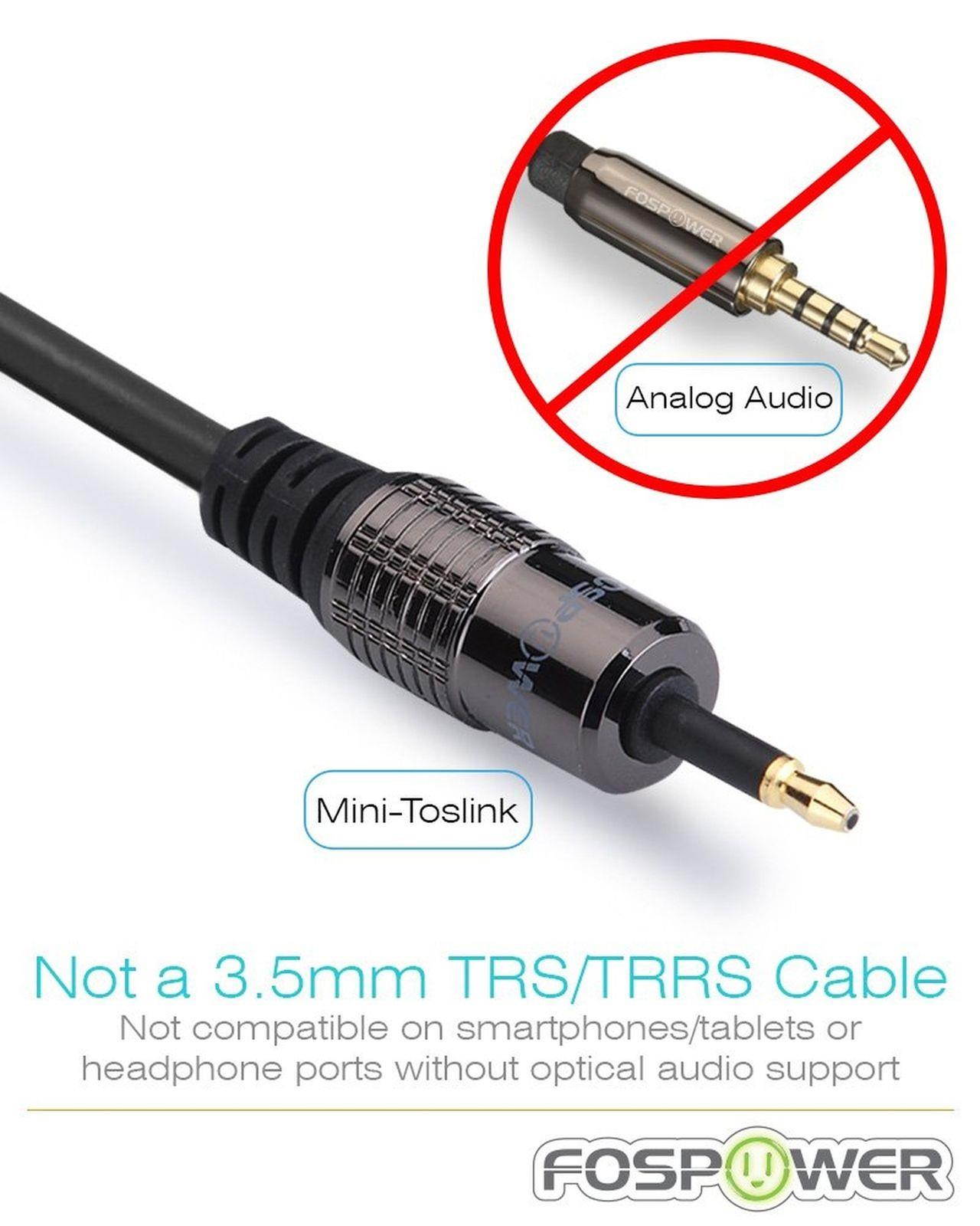 FosPower (3 Feet) 24K Gold Plated Toslink to Mini Toslink Digital Optical S/P...