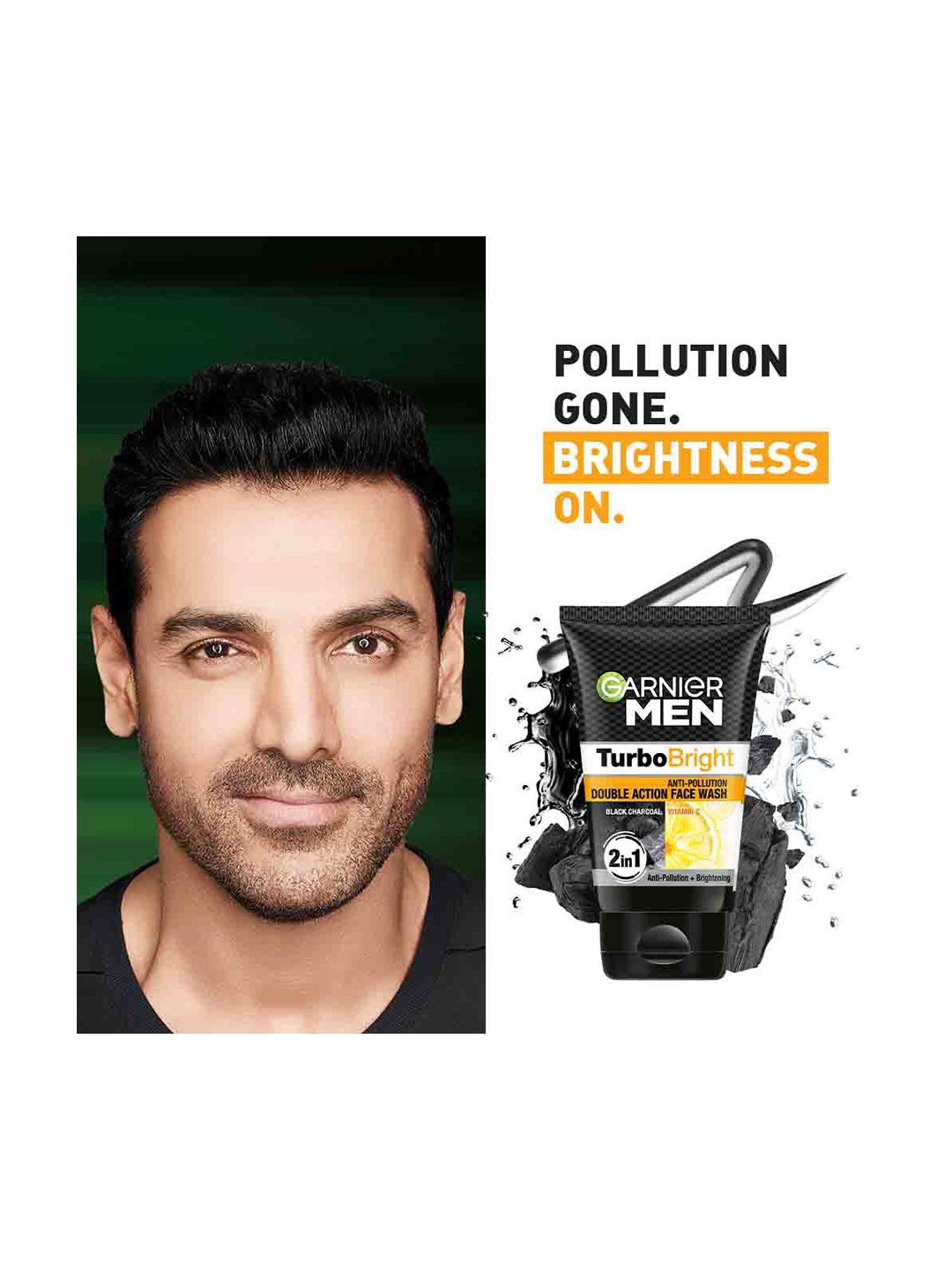 Garnier Men Turbo Bright Anti-Pollution Double Action Face Wash - 100 gm