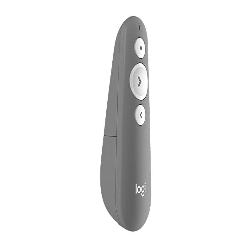 R500 Laser Presentation Remote MidGrey with Dual Connectivity Bluetooth or USB for PowerPoint Keynote Google Slides Prezi