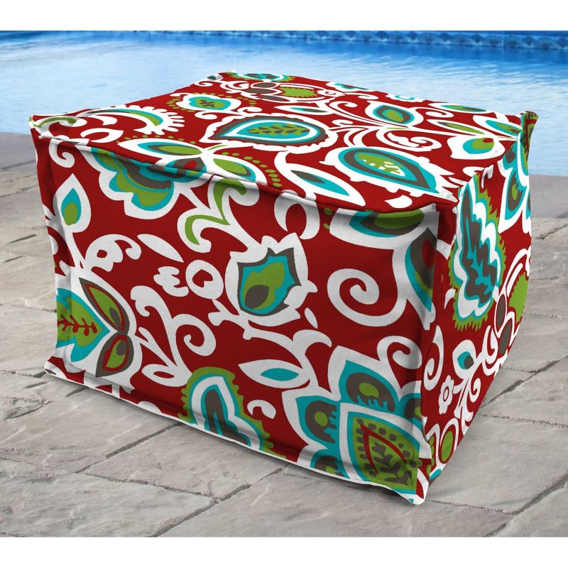 Outdoor Bean Filled Pouf/Ottoman In Faxon Rojo  - Jordan Manufacturing