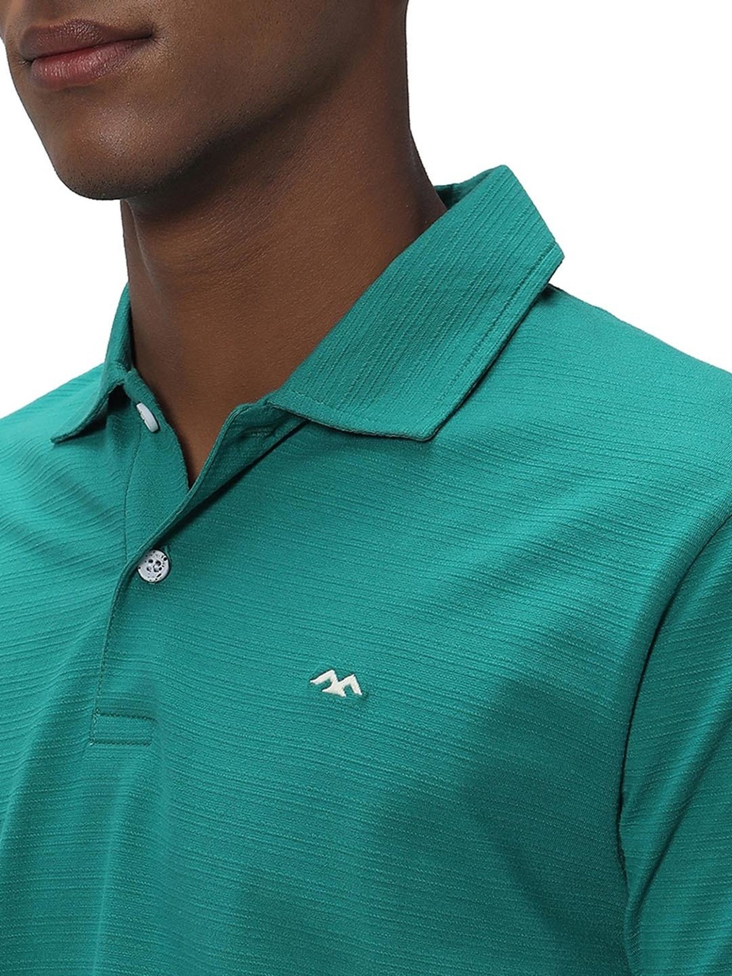 Mufti Green Slim Fit Textured Polo T-Shirt