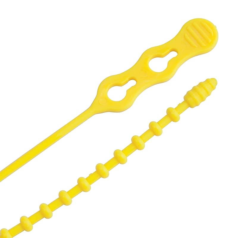 4518BEADYW Beaded Cable Tie Wrap 18 inch 140 lb Reusable Adjustable Wire and Cord Management 15 Pk Yellow