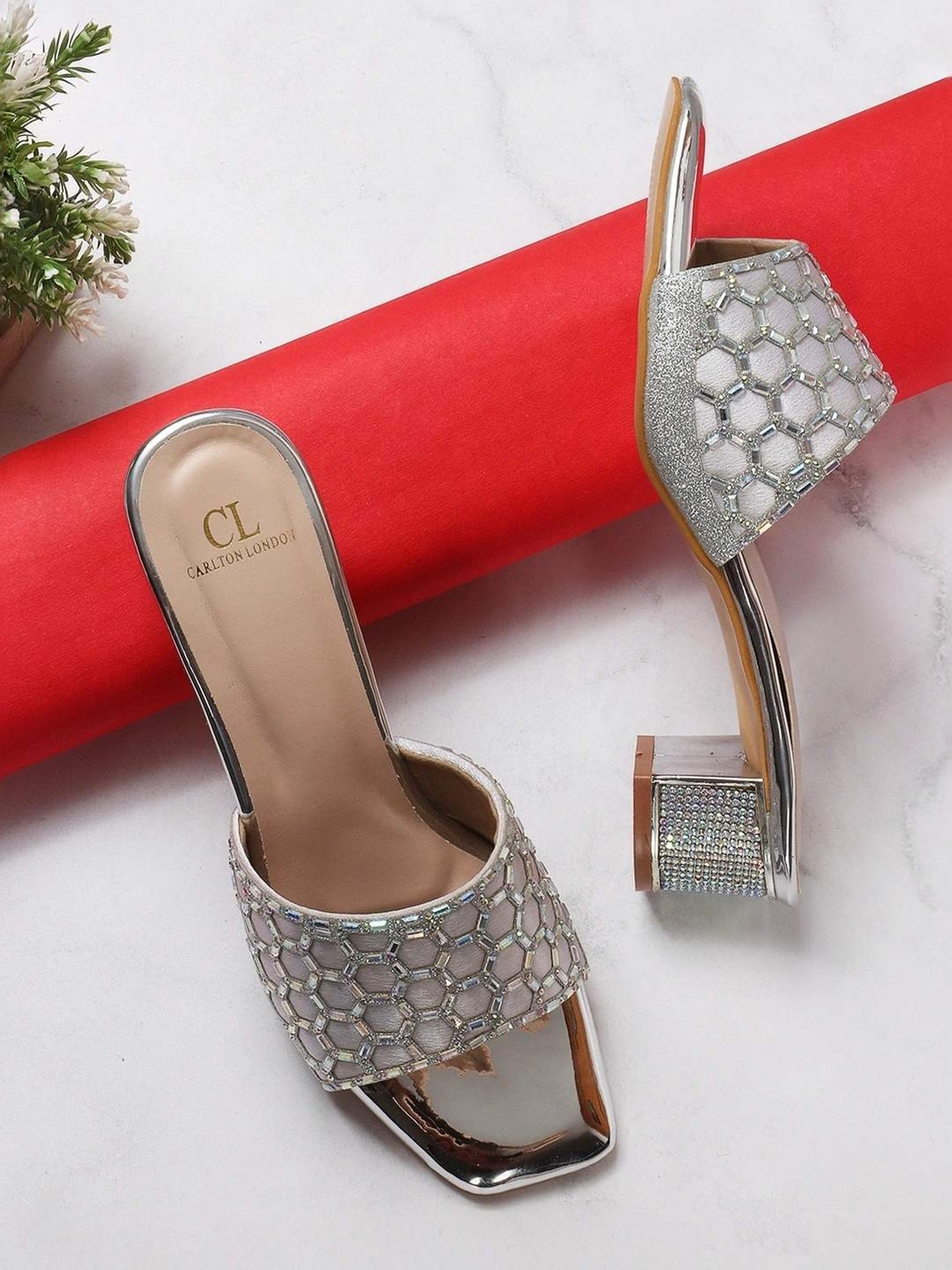 Carlton London Women's Silver Ethnic Sandals