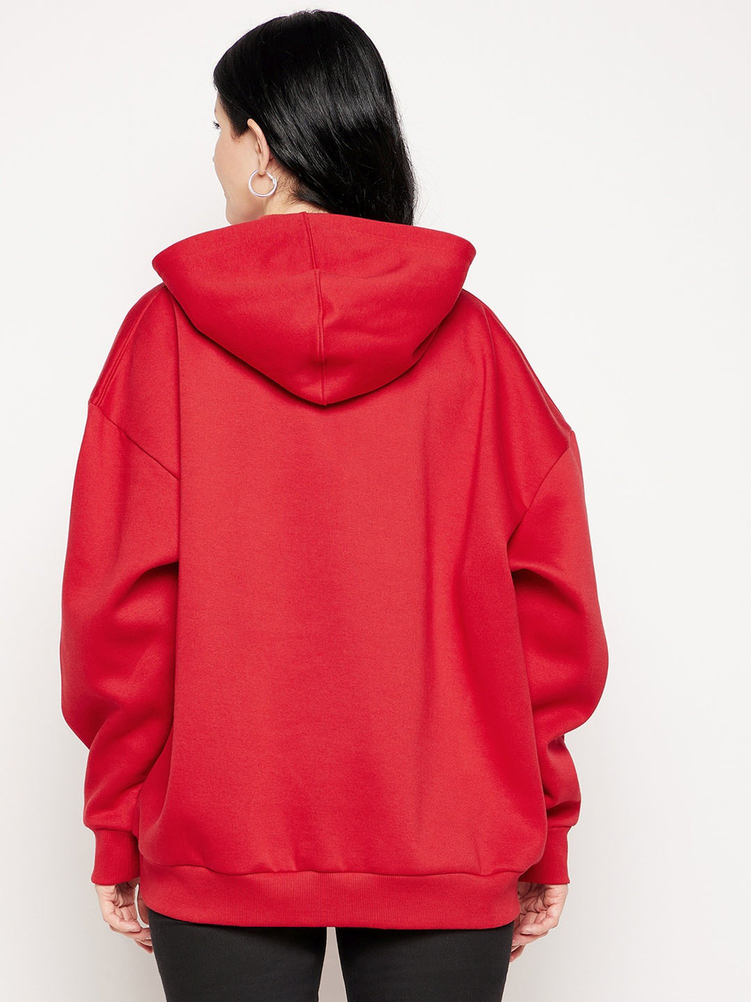 EDRIO Red Fleece Regular Fit Sweatshirt