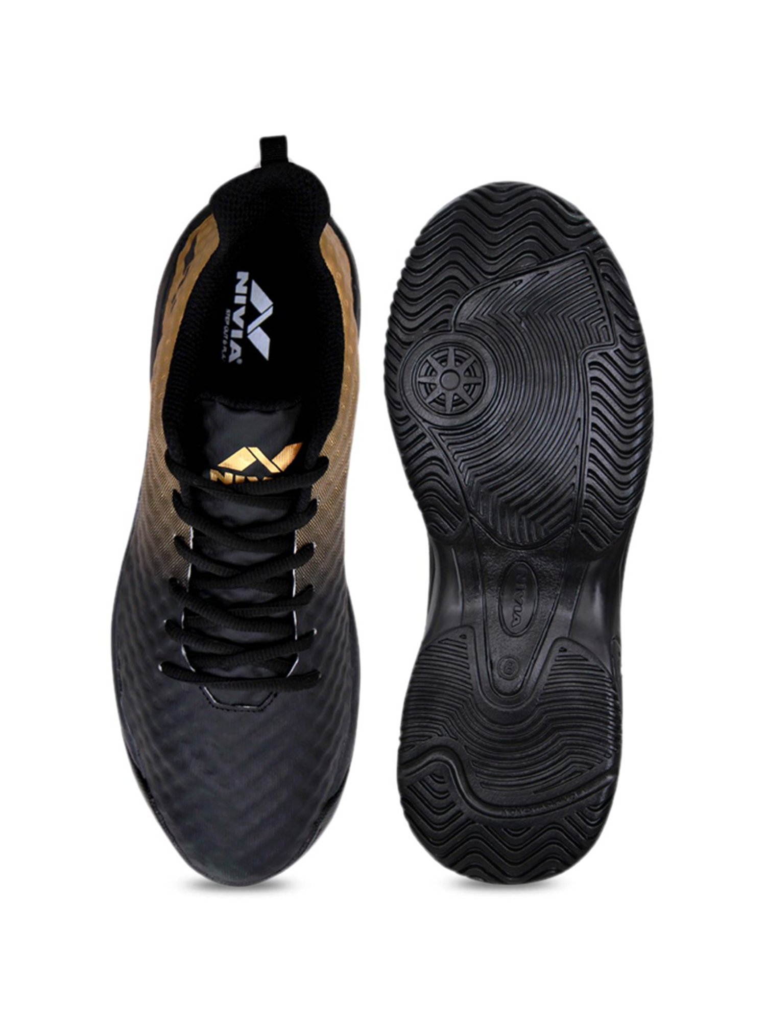 Nivia Power Smash Black & Golden Tennis Shoes