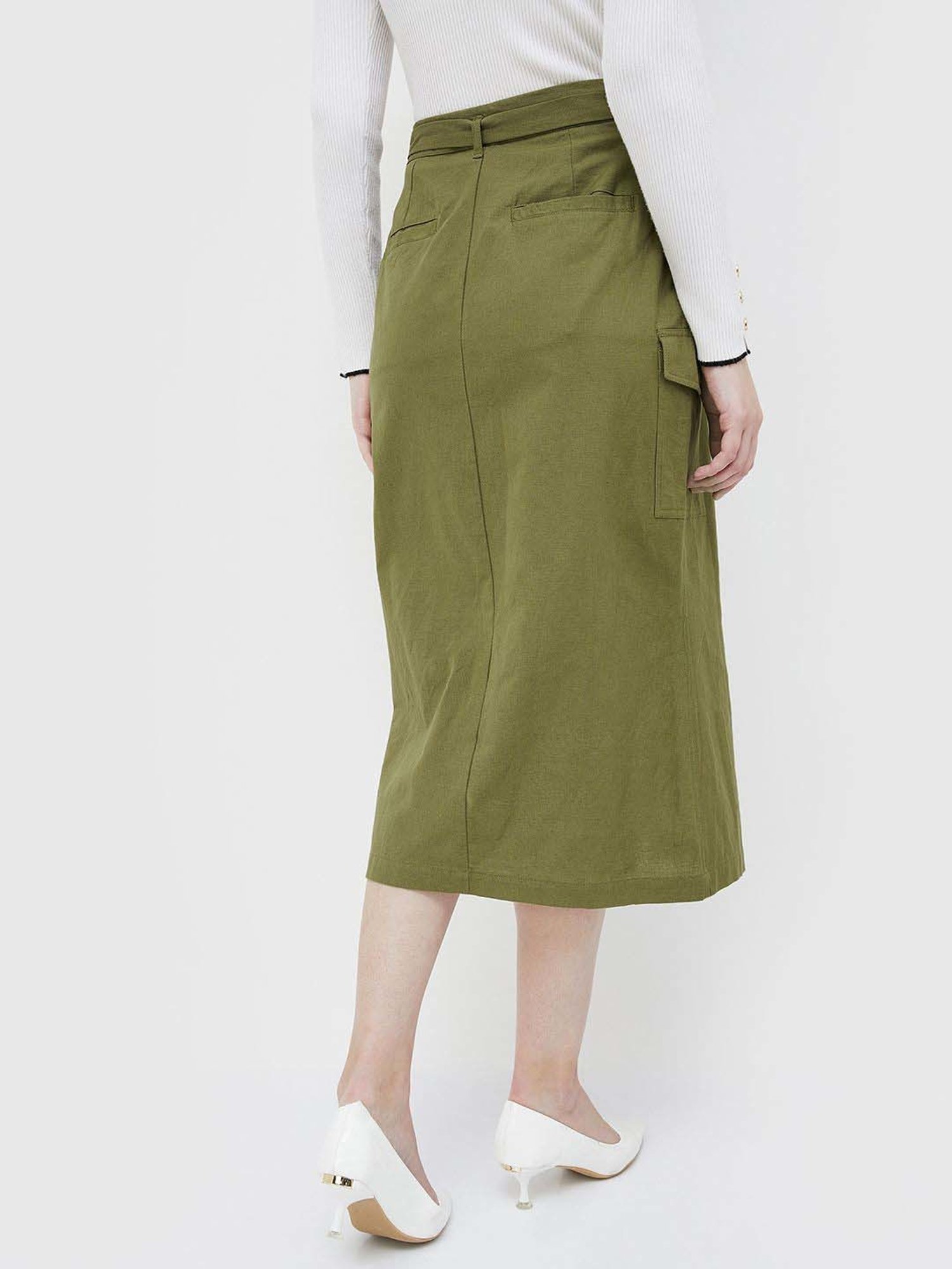 Code by Lifestyle Green Cotton Shift Skirt