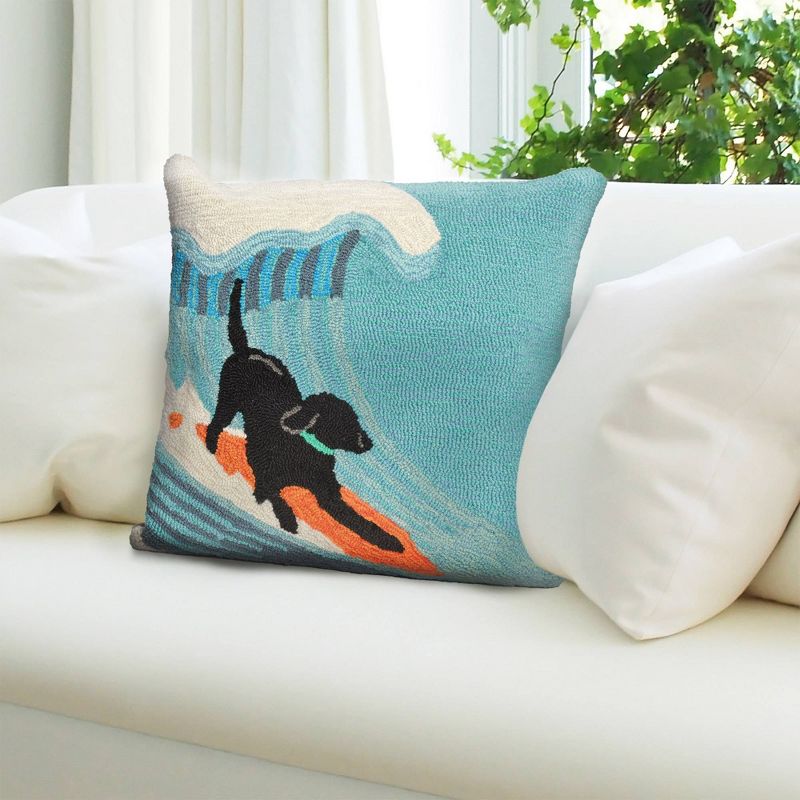 18"x18" Pool Side Surfing Indoor/Outdoor Square Throw Pillow Blue - Liora Manne