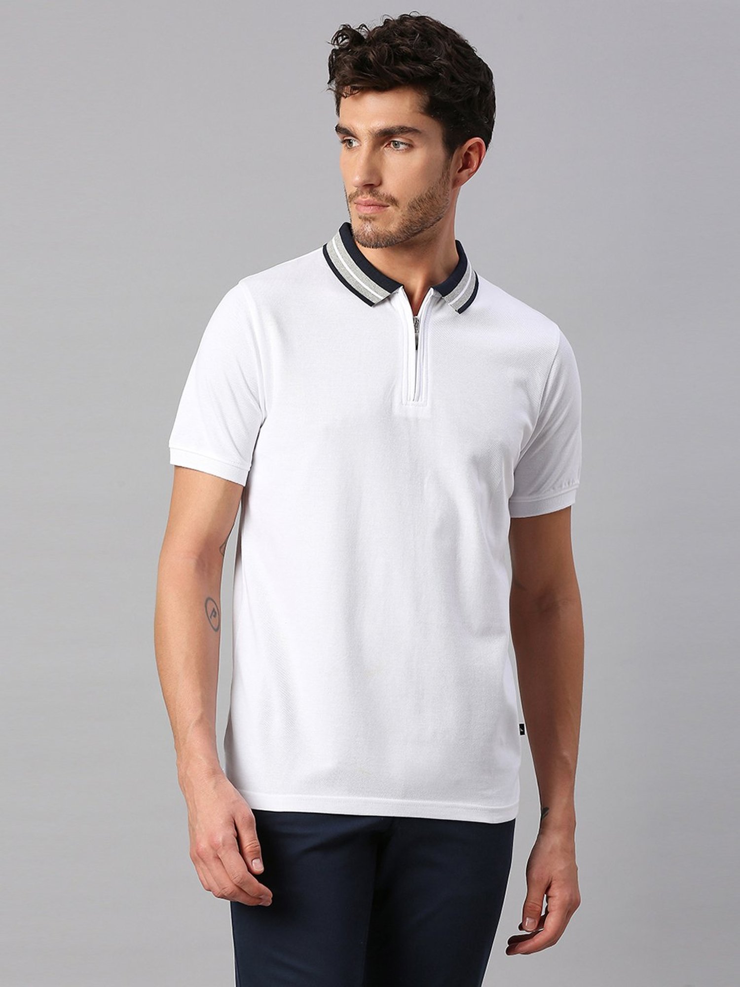 Dennis Lingo White Regular Fit Polo T-Shirt