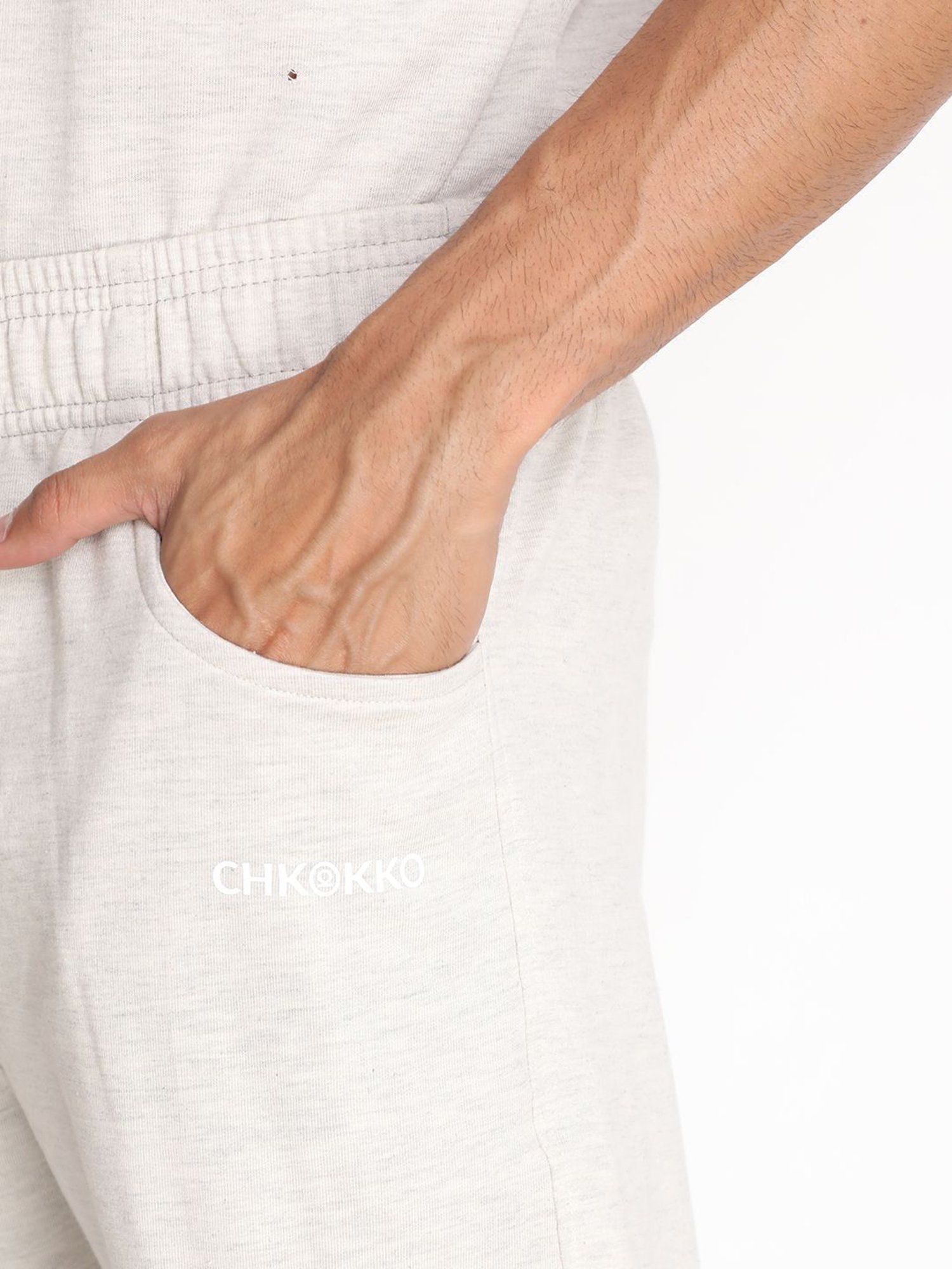 Chkokko Off White Cotton Relaxed Fit Track Pants