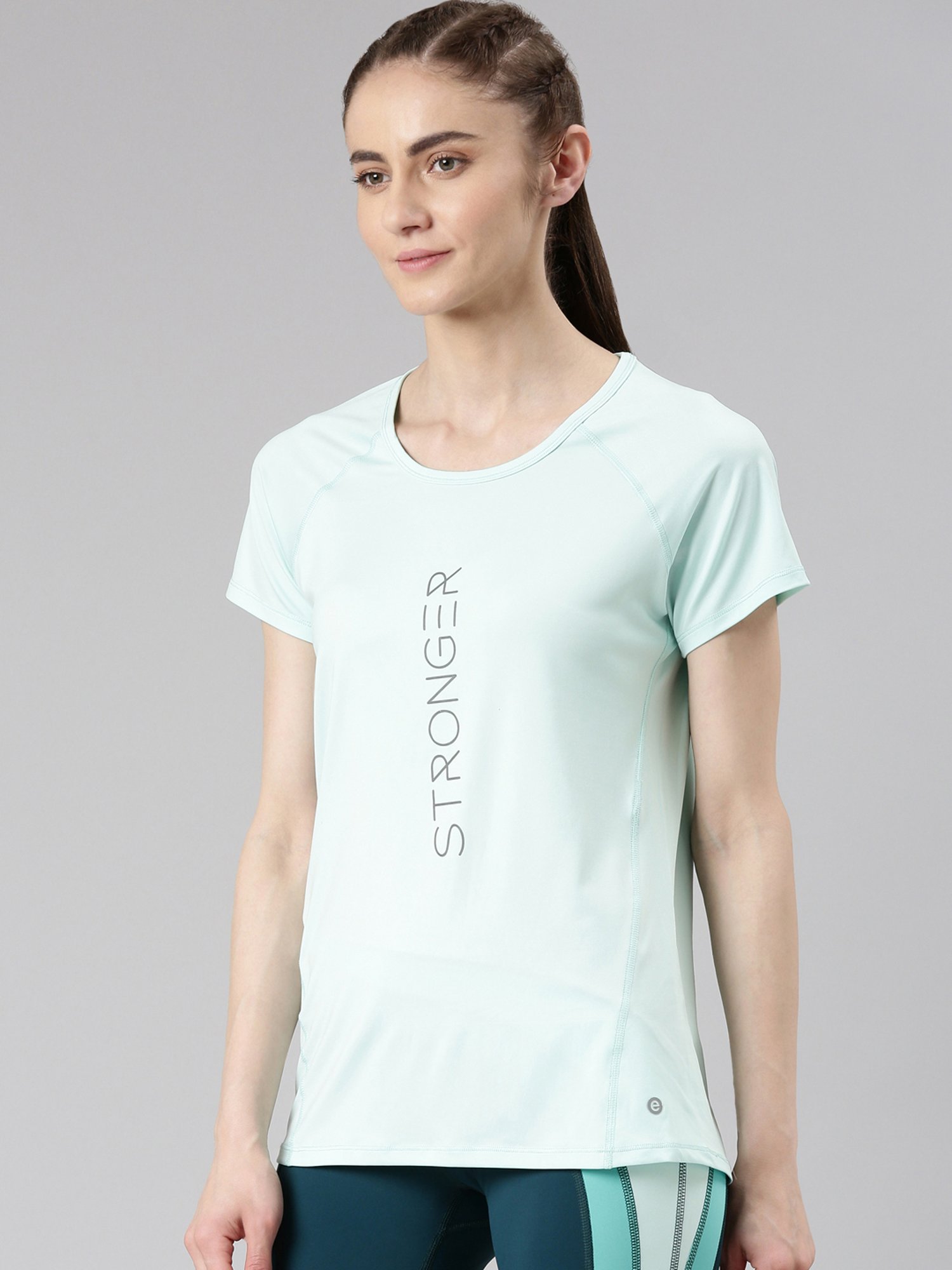 Enamor Sky Blue Graphic Print Sports T-Shirt