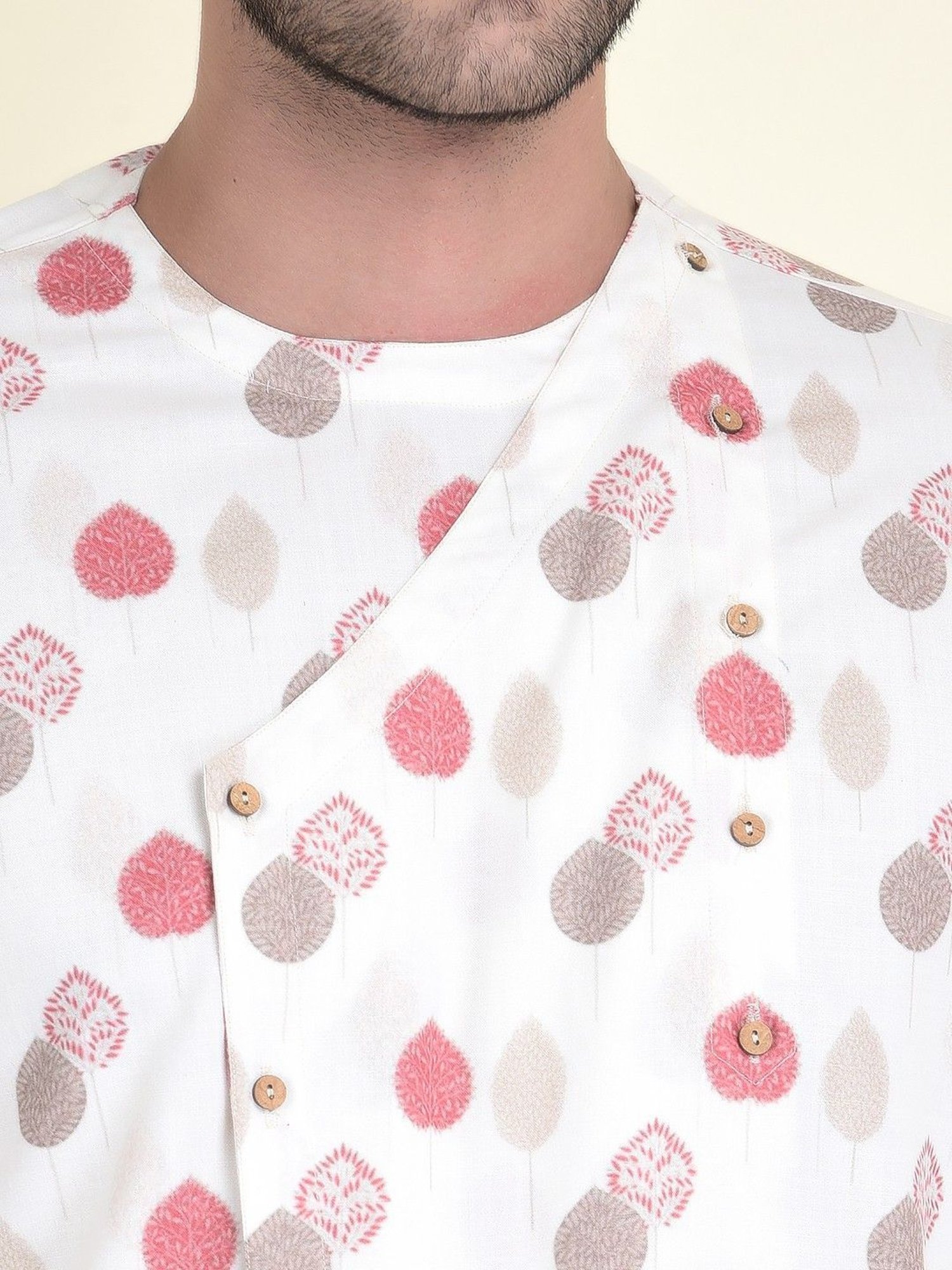 TABARD Off White Cotton Regular Fit Printed Kurta Bottom Set