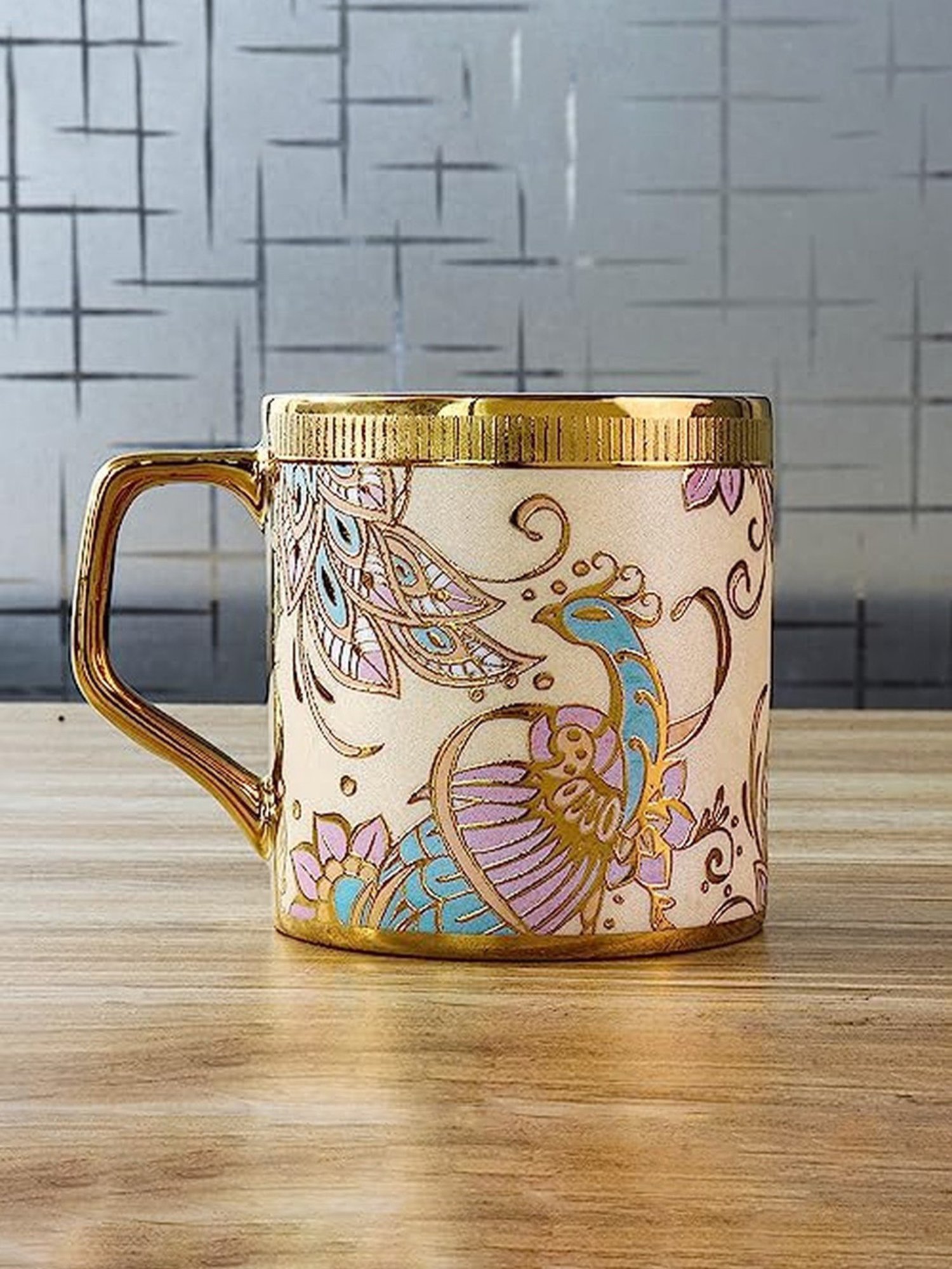 Femora Golden Ceramic Coffee Mug - Set of 6
