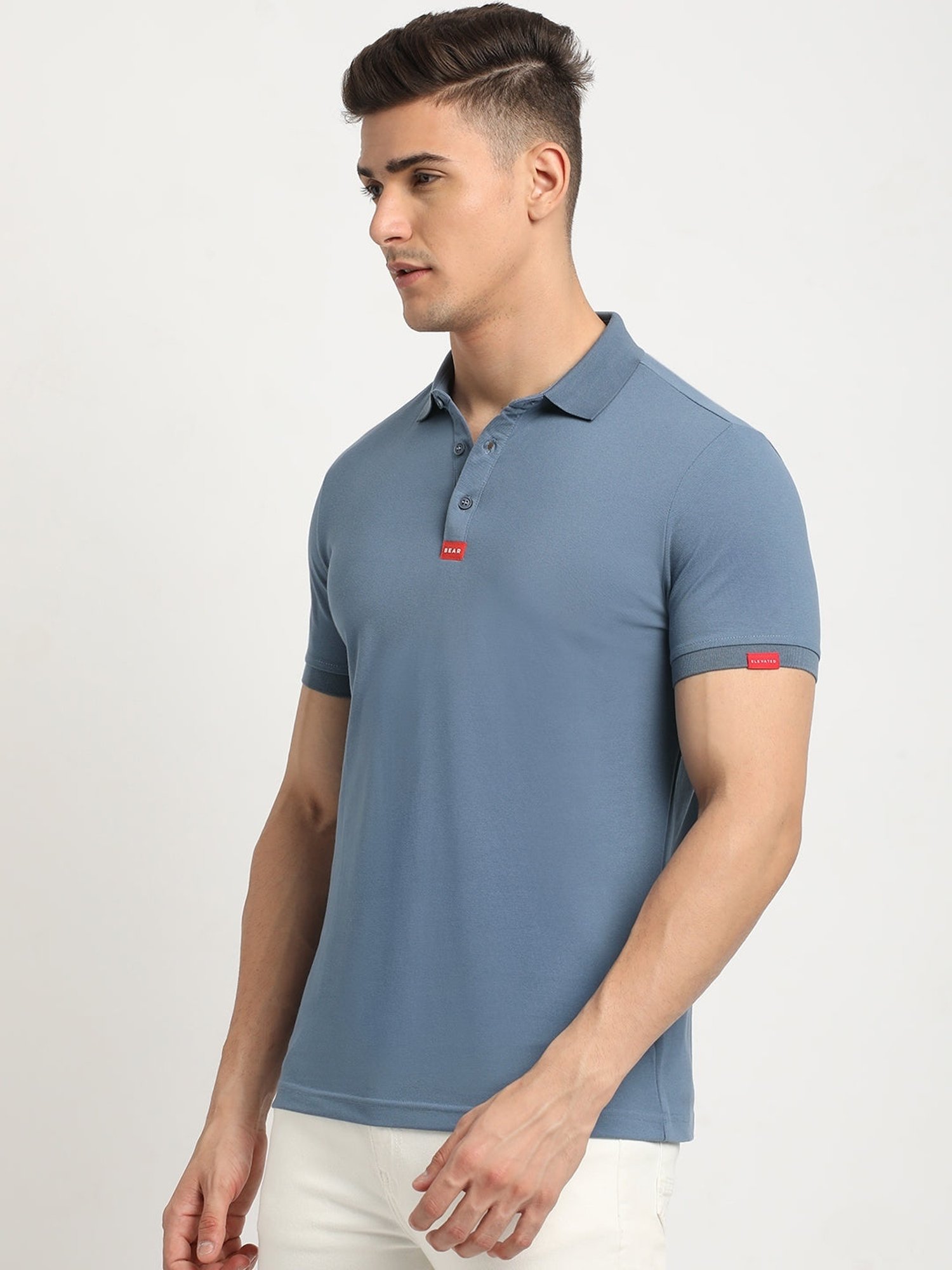 The Bear House Teal Blue Slim Fit Polo T-Shirt