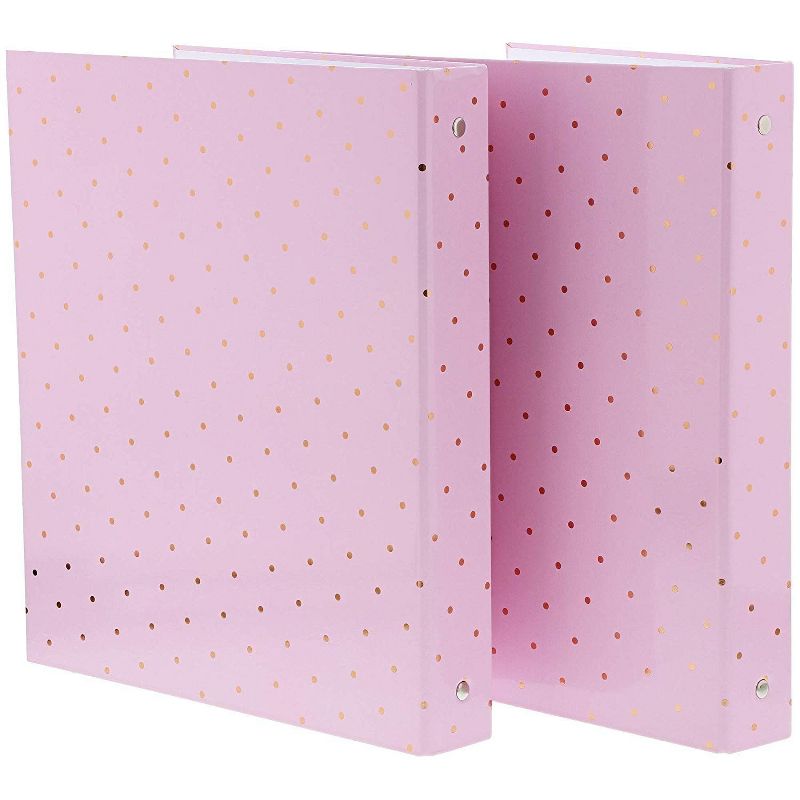 2-Pack 3-Ring Binders 1 inch Ring Pink Daily Planner Document Portfolio Organizer Gold Foil