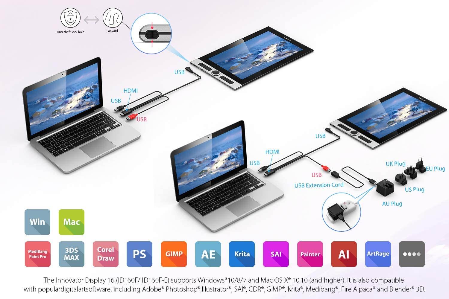 XP-PEN Innovator 16 Pen Display 15.6 Inch Drawing Monitor Full-Laminated Technology Graphics Monitor with Tilt Support Passive Pen and 8 Customizable Shortcut Keys(Supports 92% Adobe RGB Color Gamut)
