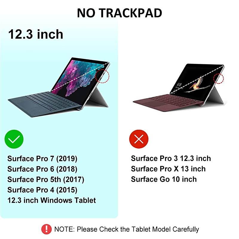 Surface Pro 7 Case with Keyboard for Surface Pro 6 Surface Pro 5 2017 Surface Pro 4 123 inch Tablet Folio Stand Case Detachable Wireless Type Cover Keyboard Black