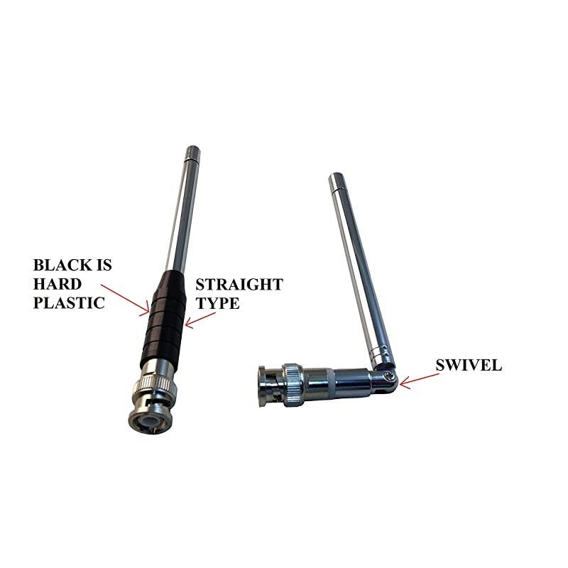 TW777B 2 Packs One is Straight Type and Another one is Swivel Type BNC Male Handheld Antenna Scanner Antenna 201300MHz with BNC Male Connector for Scanner Radio and Frequency Counters